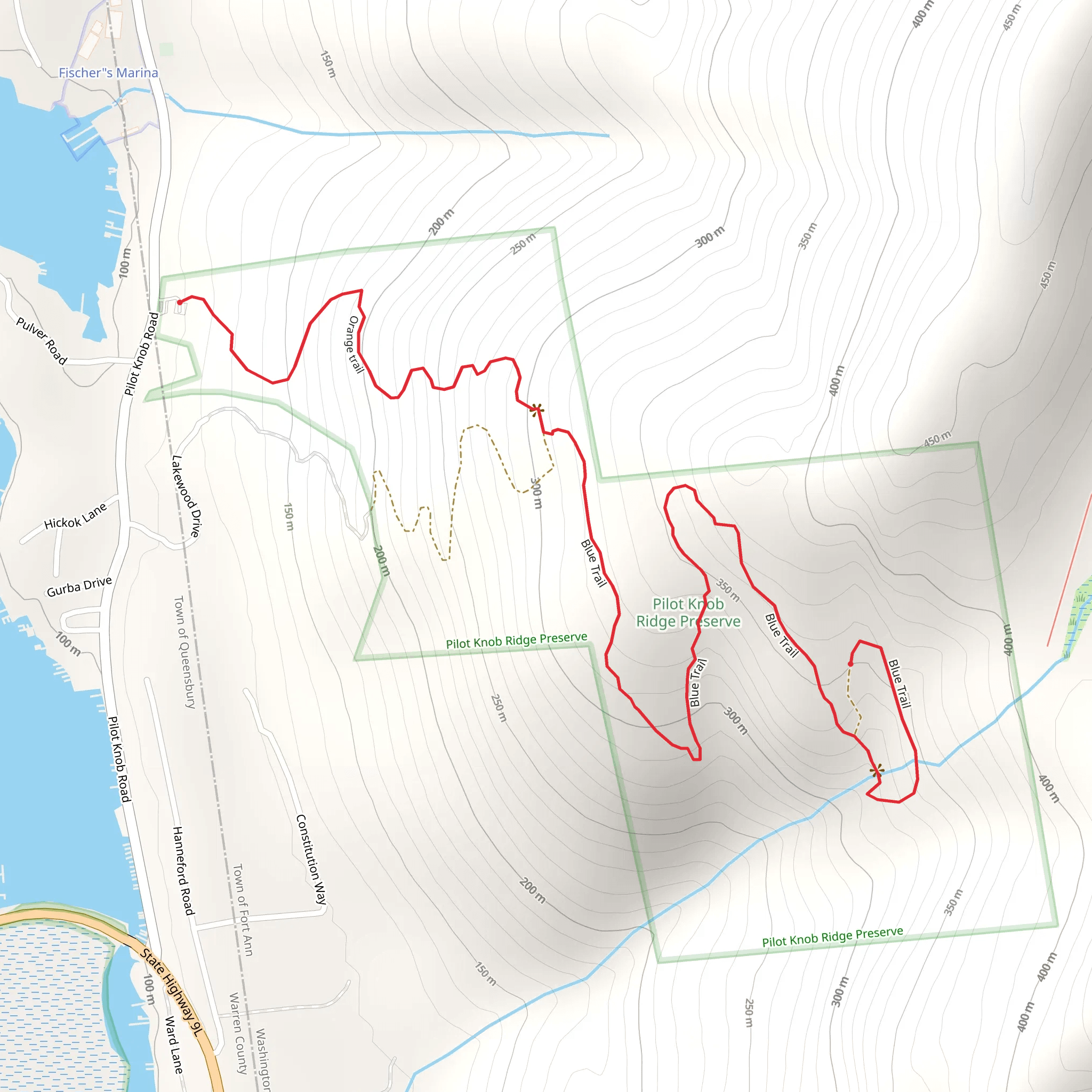 Orange and Blue Trail Loop via Pilot Knob Road mobile static map
