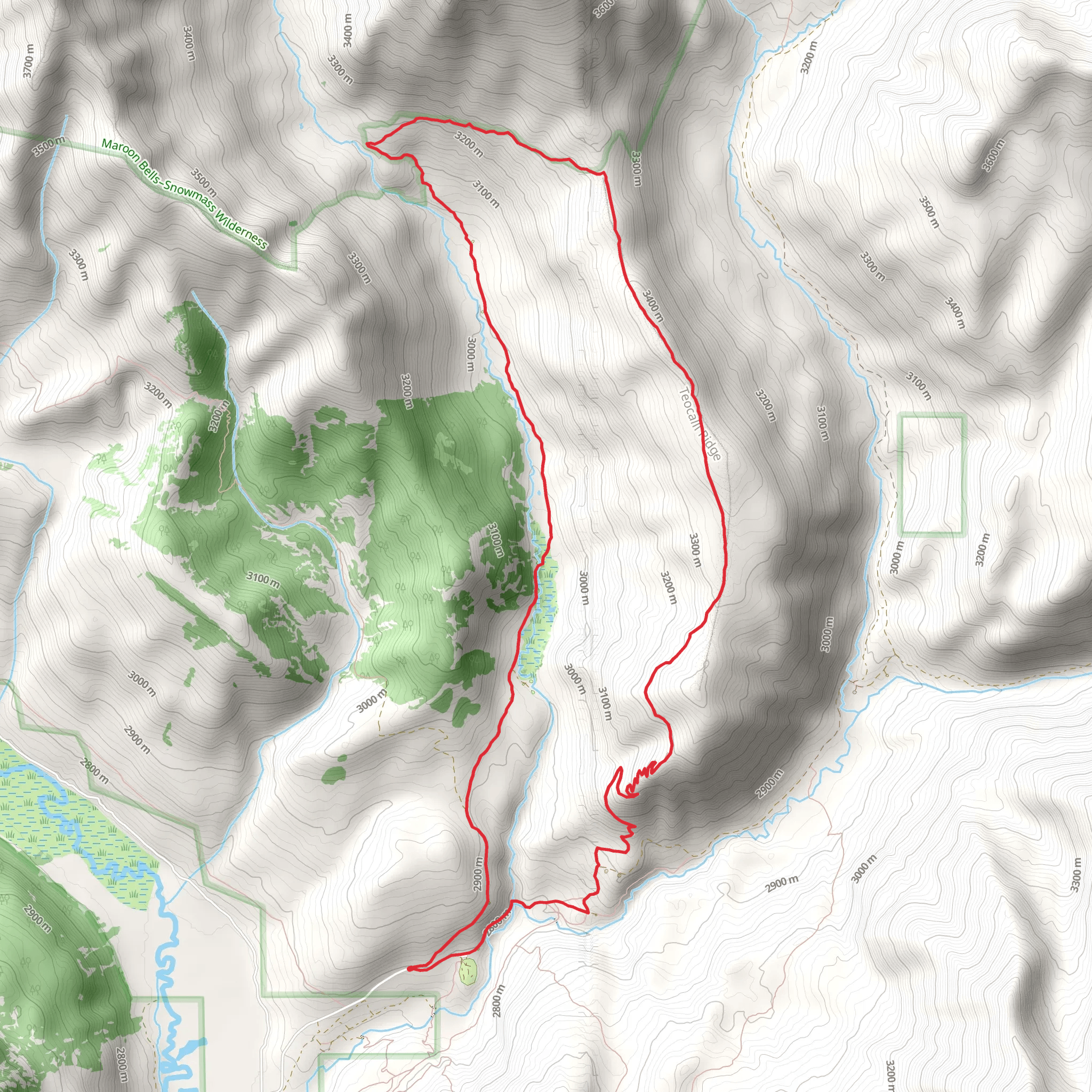 Teocalli Ridge Loop Trail mobile static map