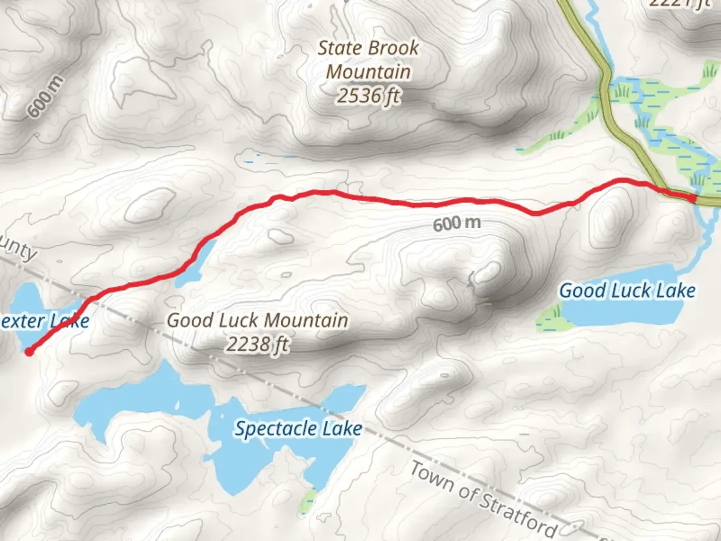 An image depicting the trail Dexter Lake Trail and its surrounding area.