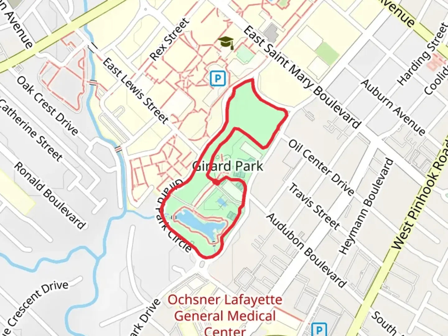 An image depicting the trail Girard Park Circle and its surrounding area.