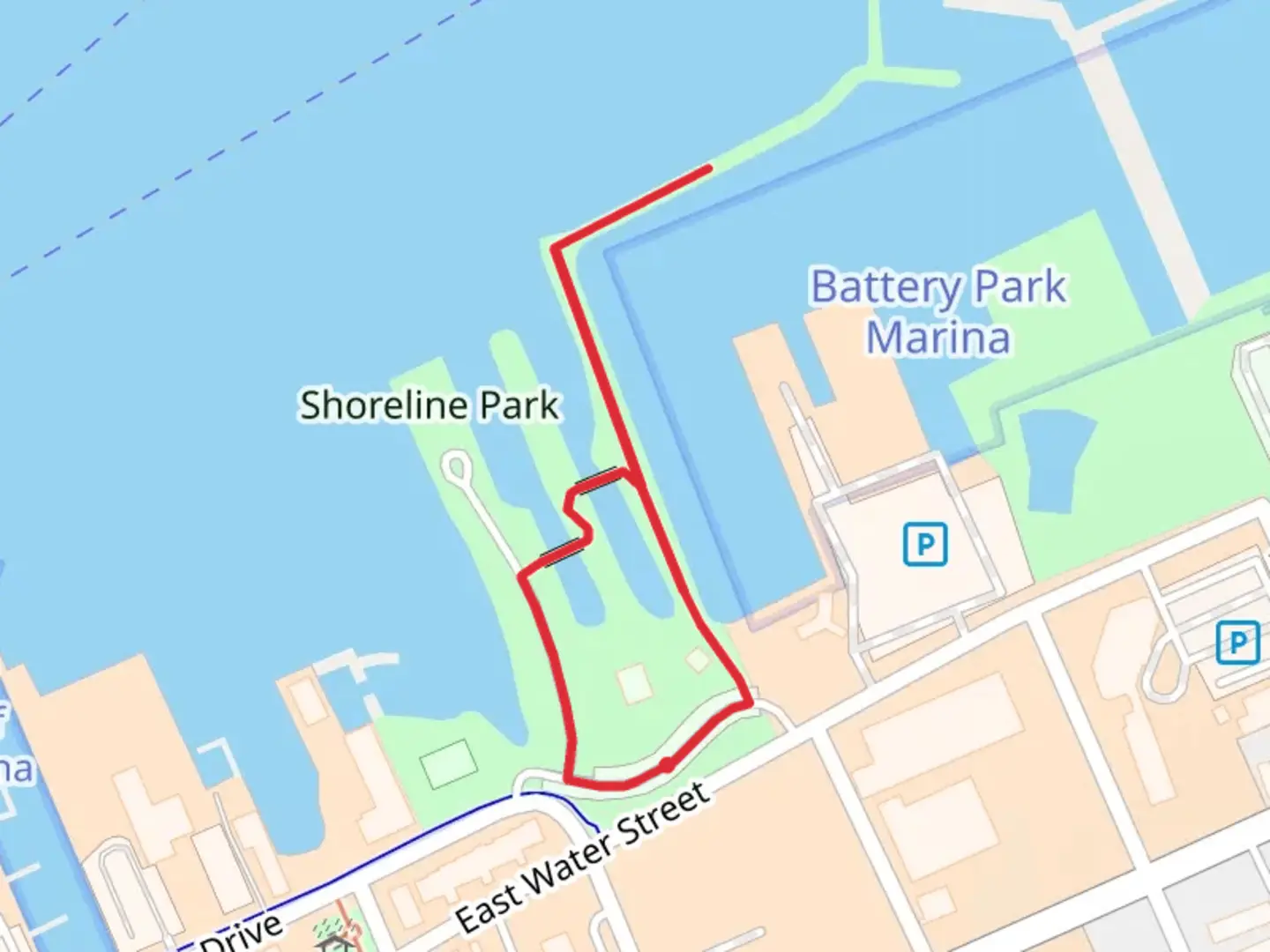 An image depicting the trail East Water Street Loop and its surrounding area.