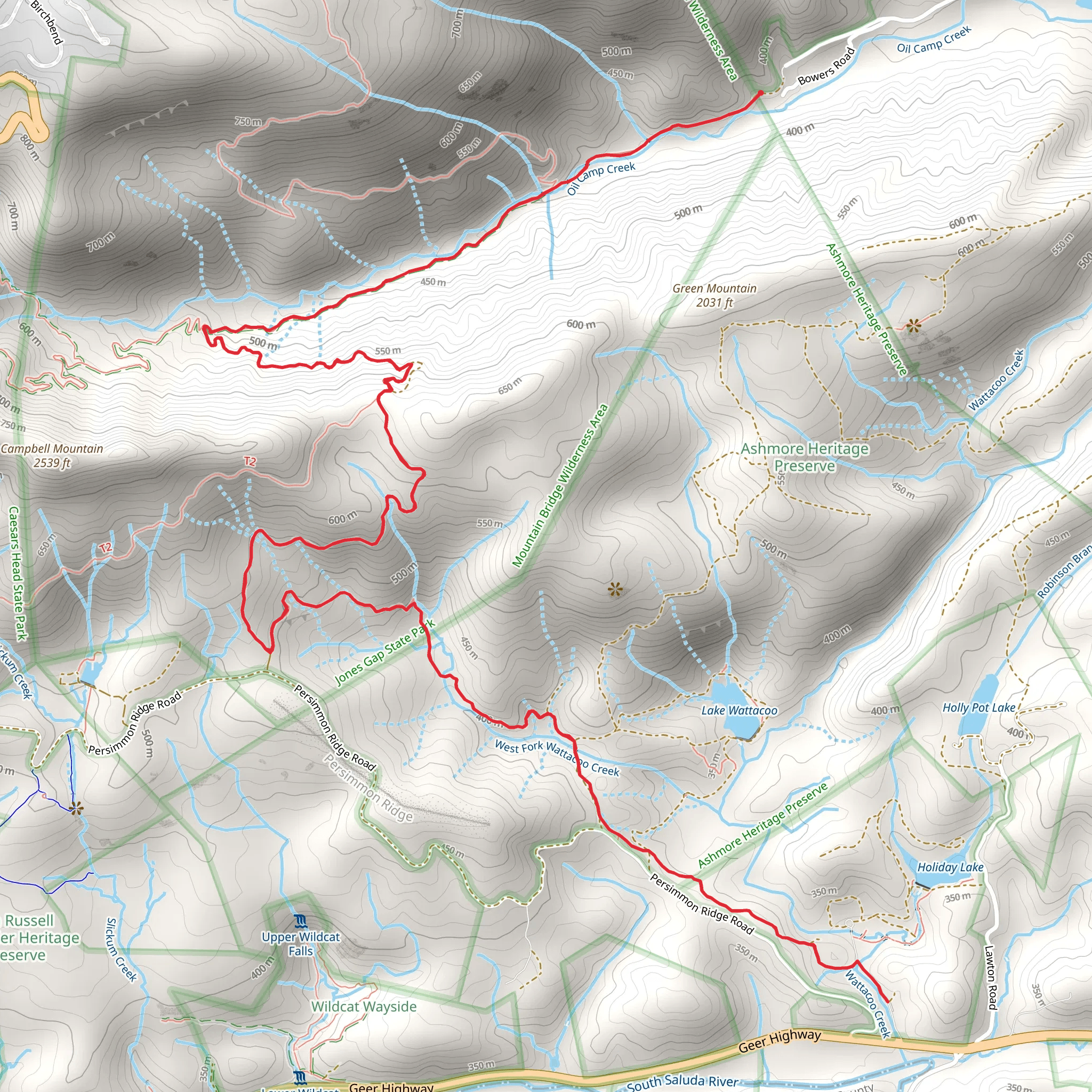 Oil Camp Creek Road and Mountain Bridge Passage Trail mobile static map