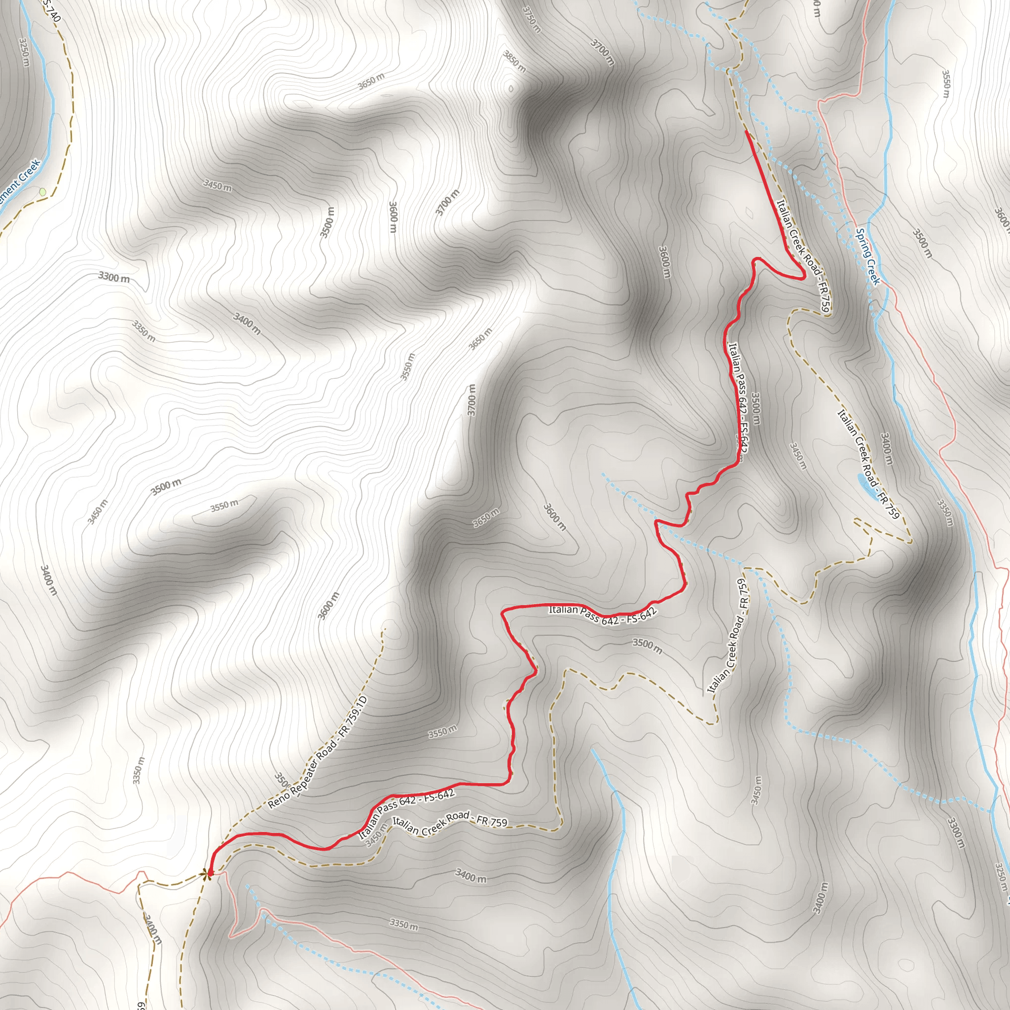 Italian Pass Trail mobile static map