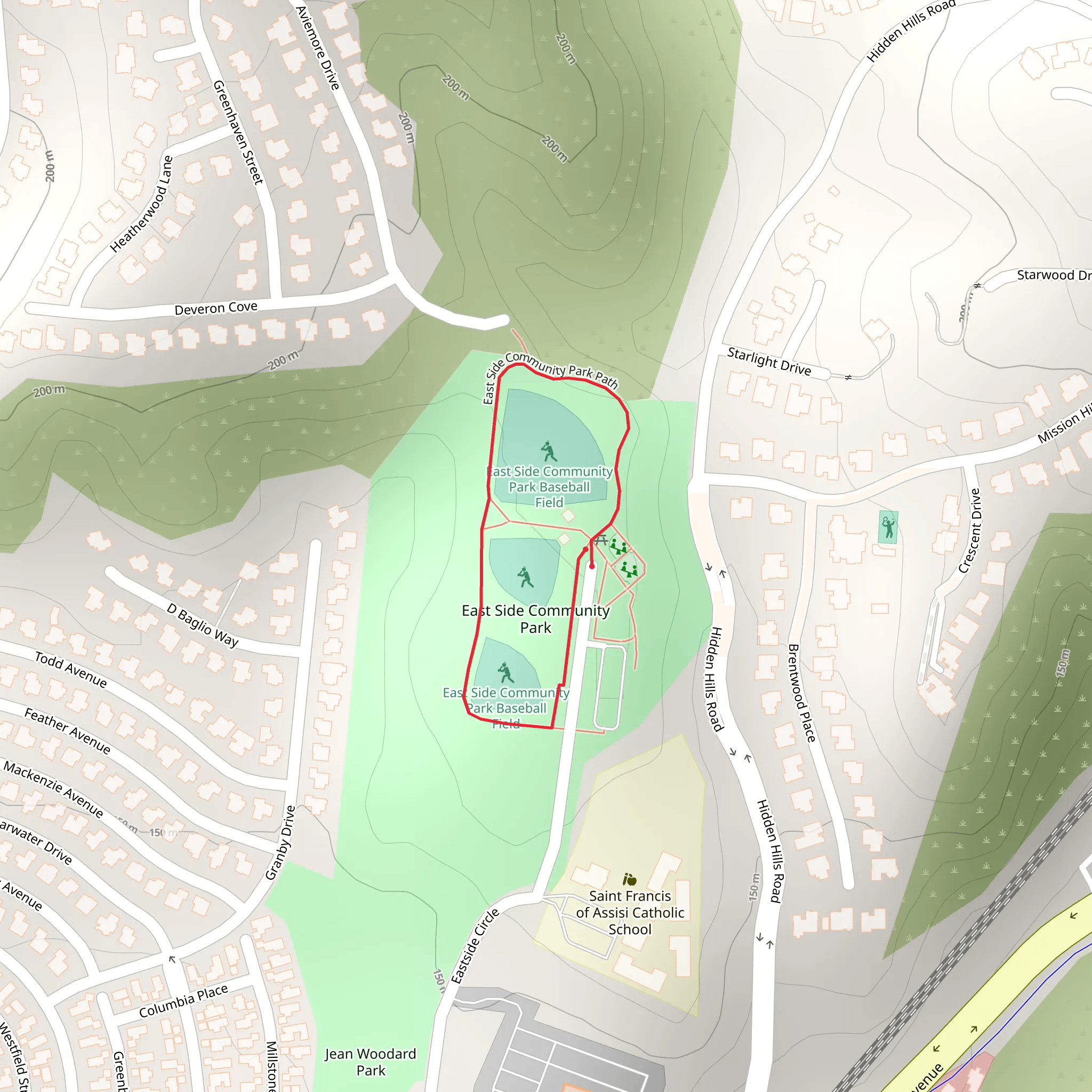 East Side Community Park Path Loop mobile static map