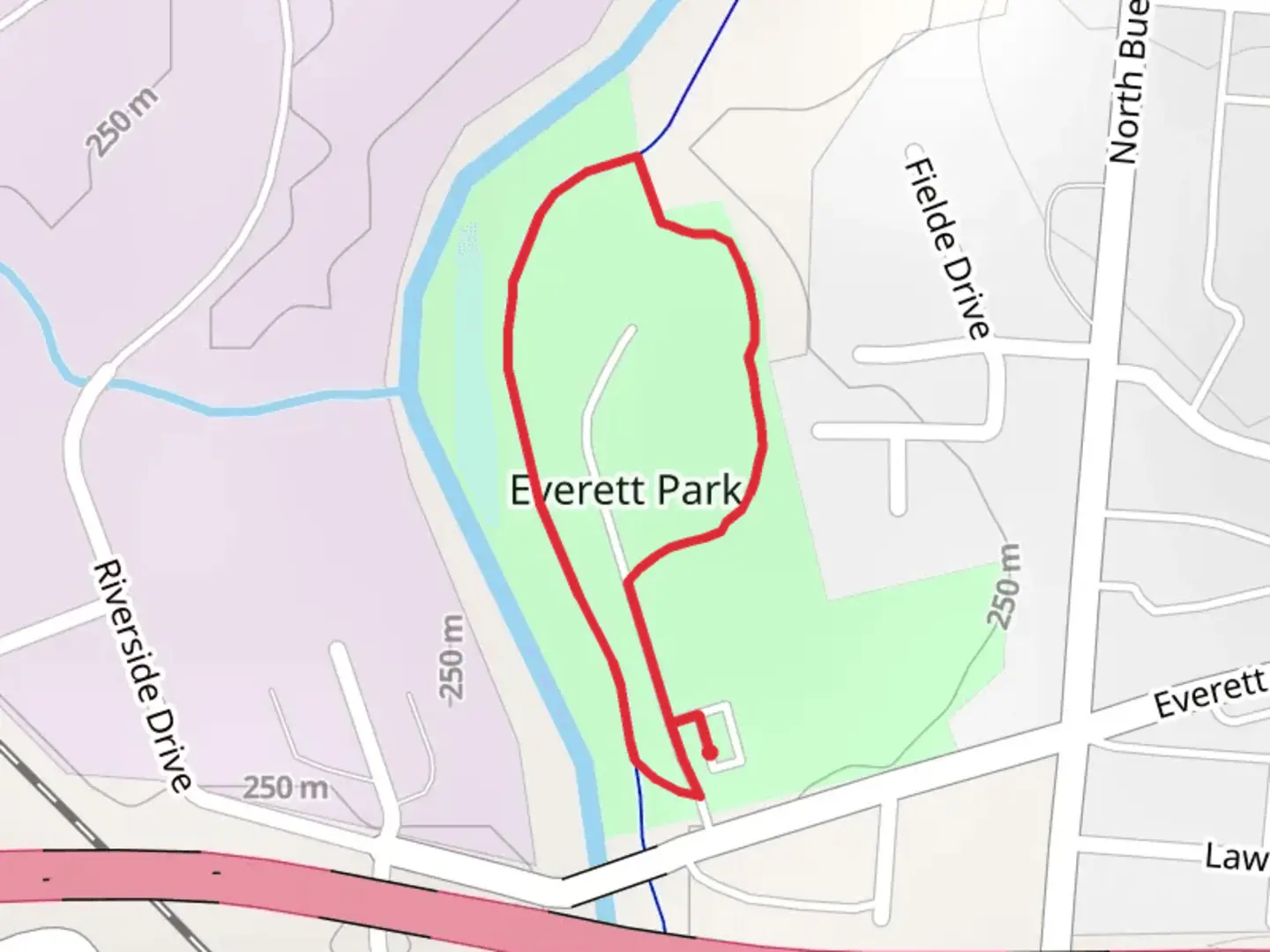 An image depicting the trail Everett Park Loop and its surrounding area.