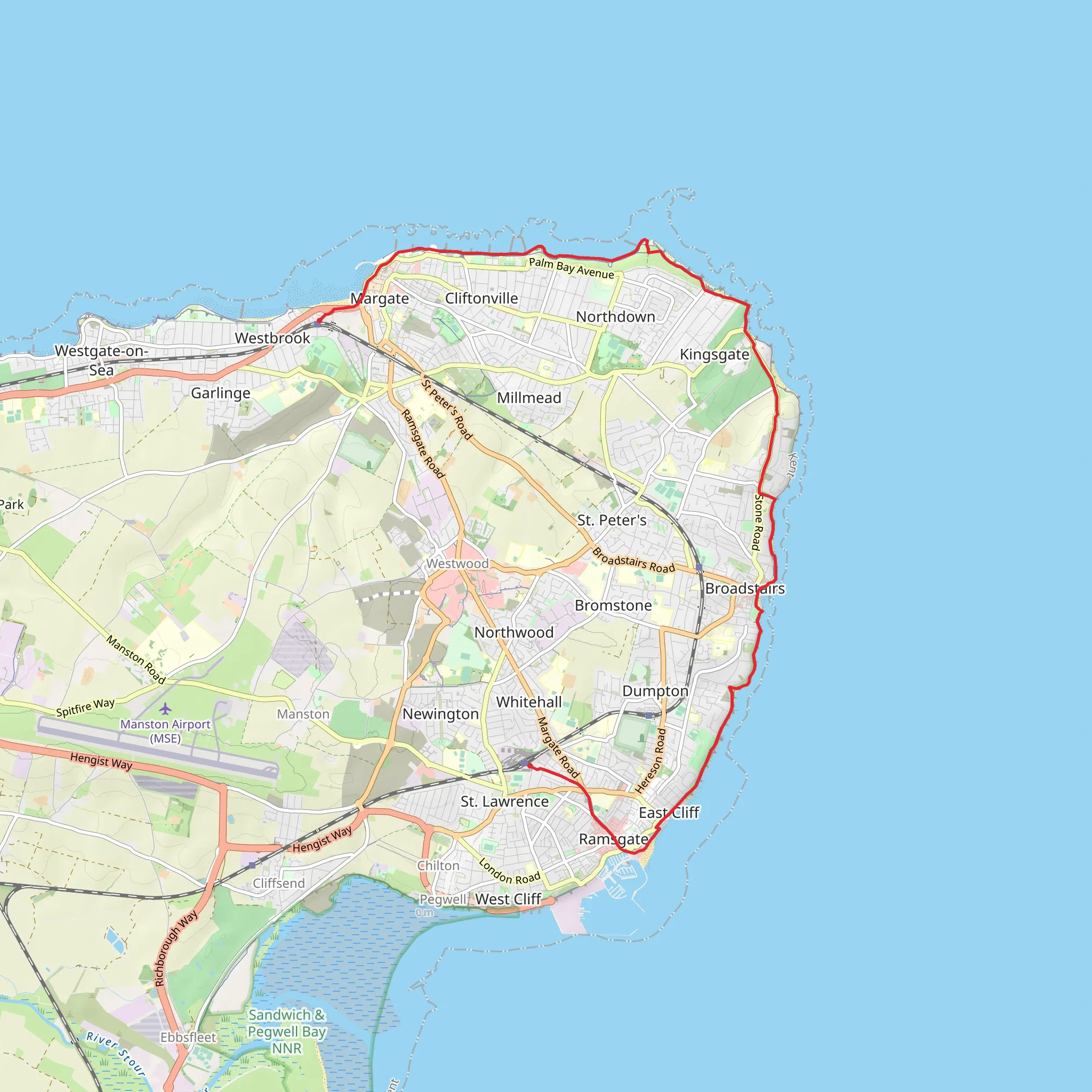 Stone Bay, Joss Bay and Botany Bay Beach Walk mobile static map