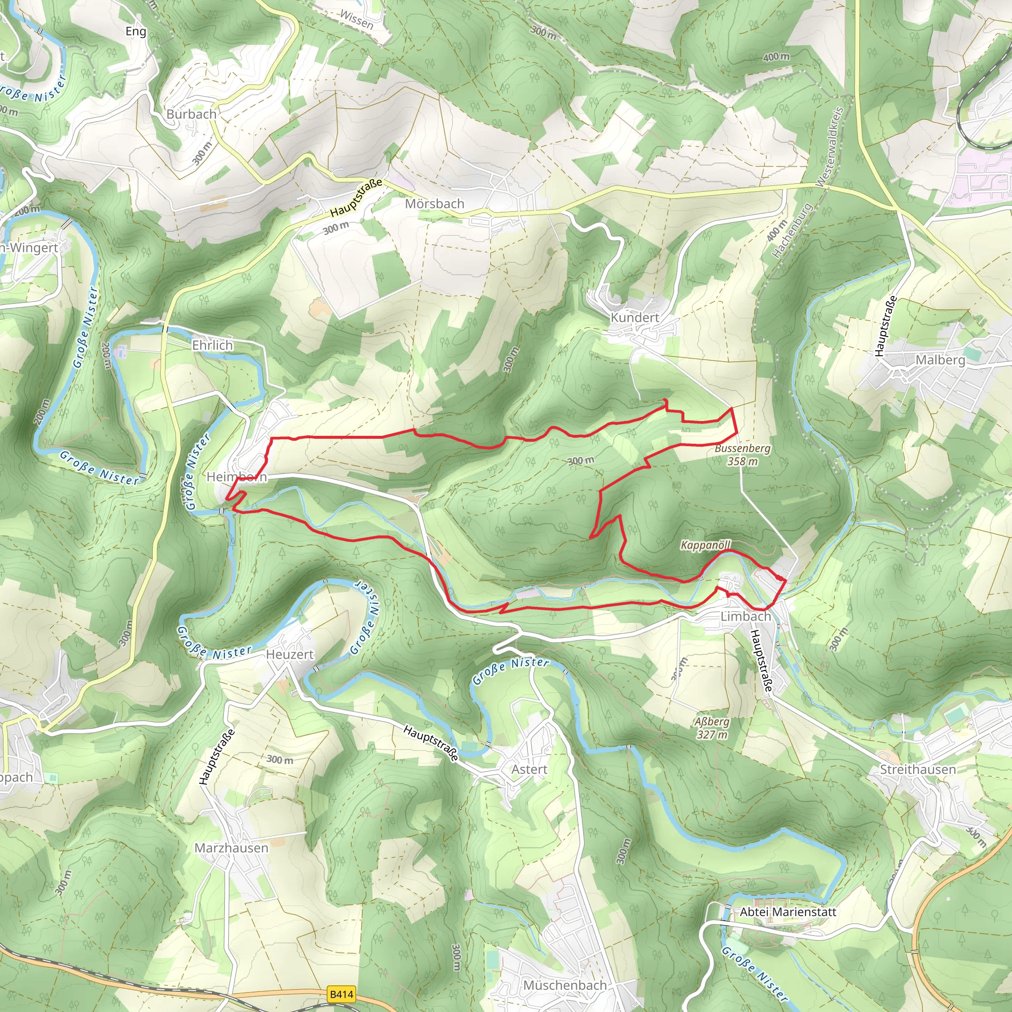 Limbach to Heimborn Loop via Bussenberg mobile static map