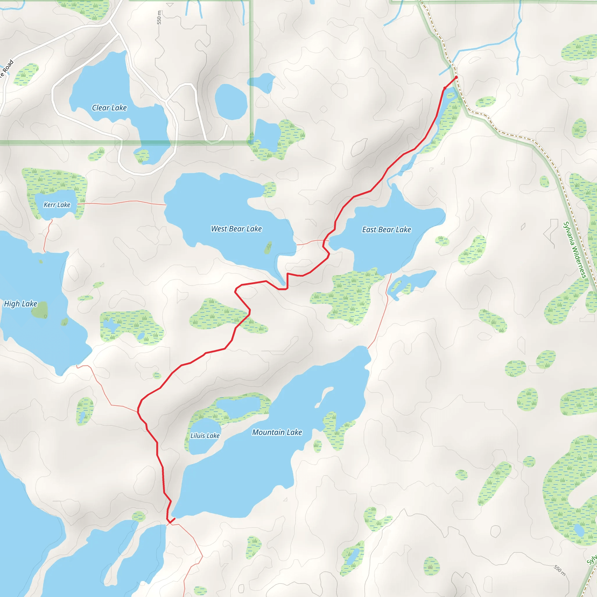 Bear Lake and Mountain Lake Trail mobile static map