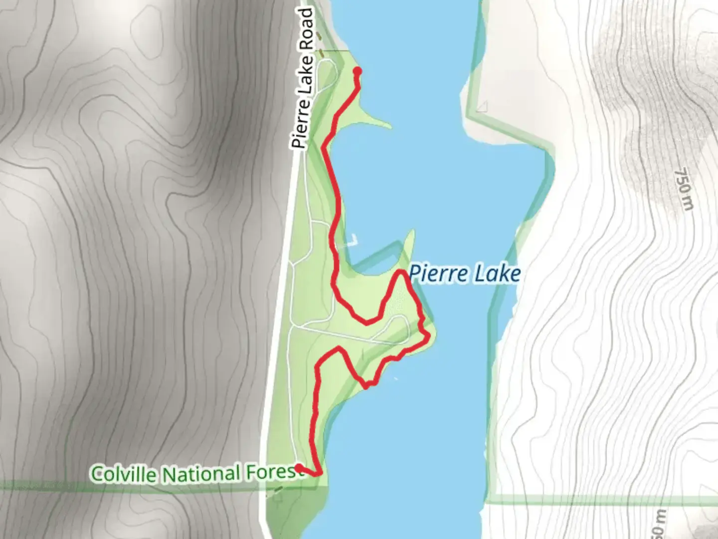 An image depicting the trail Pierre Lakeshore Trail and its surrounding area.