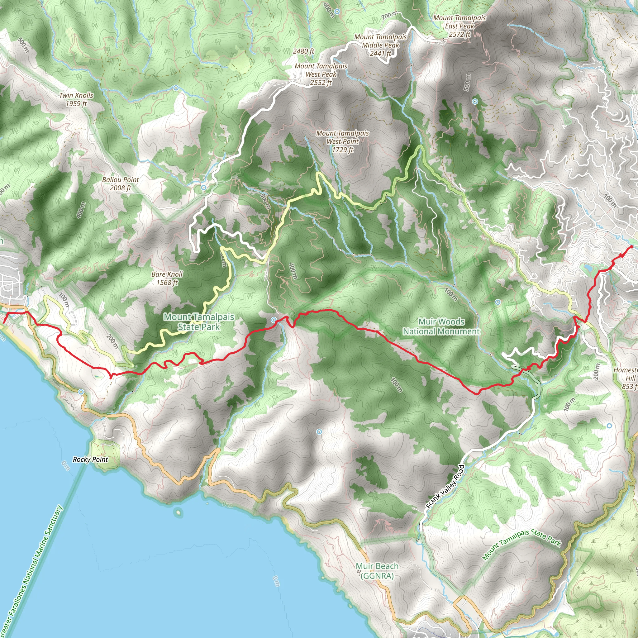 Stinson Beach via Dipsea Trail mobile static map