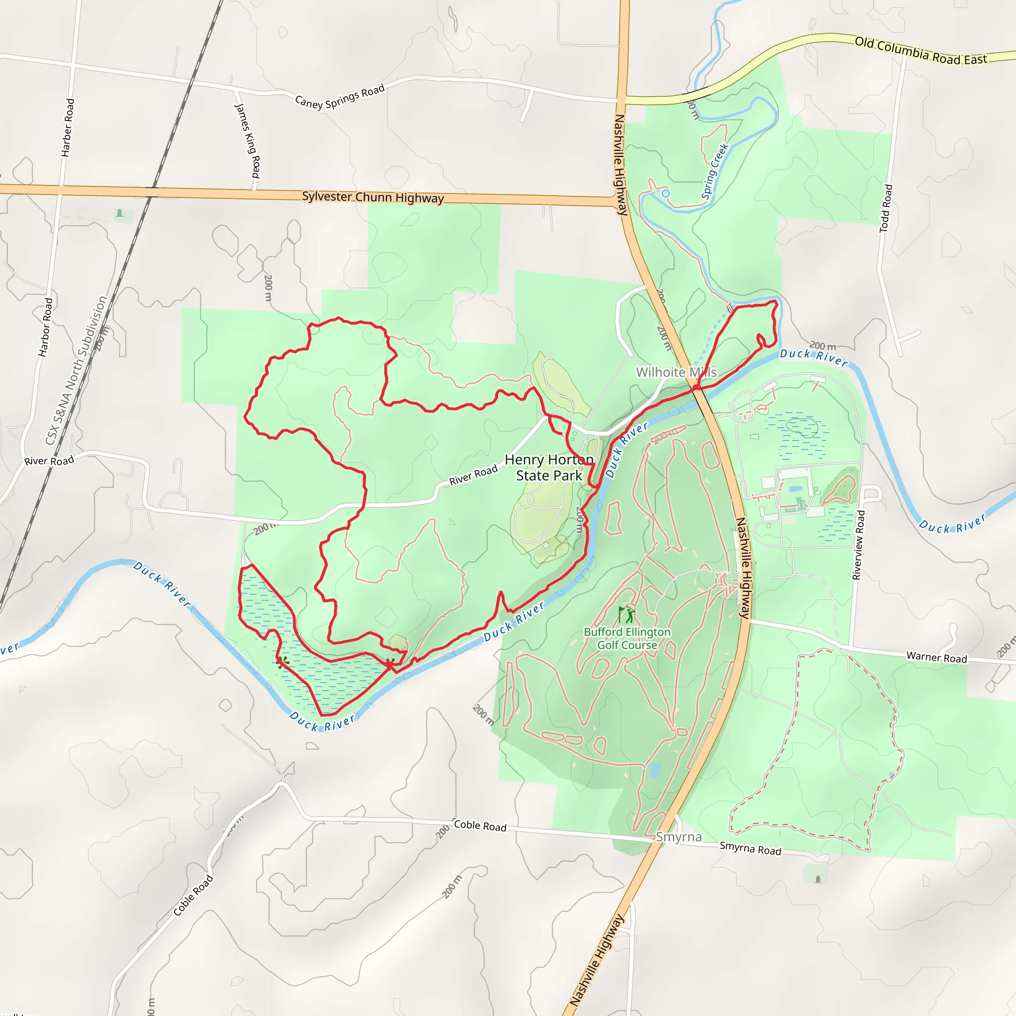Wilhoite Mill, Adeline Wilhoite River and Hickory Ridge Outer Loop Trail mobile static map
