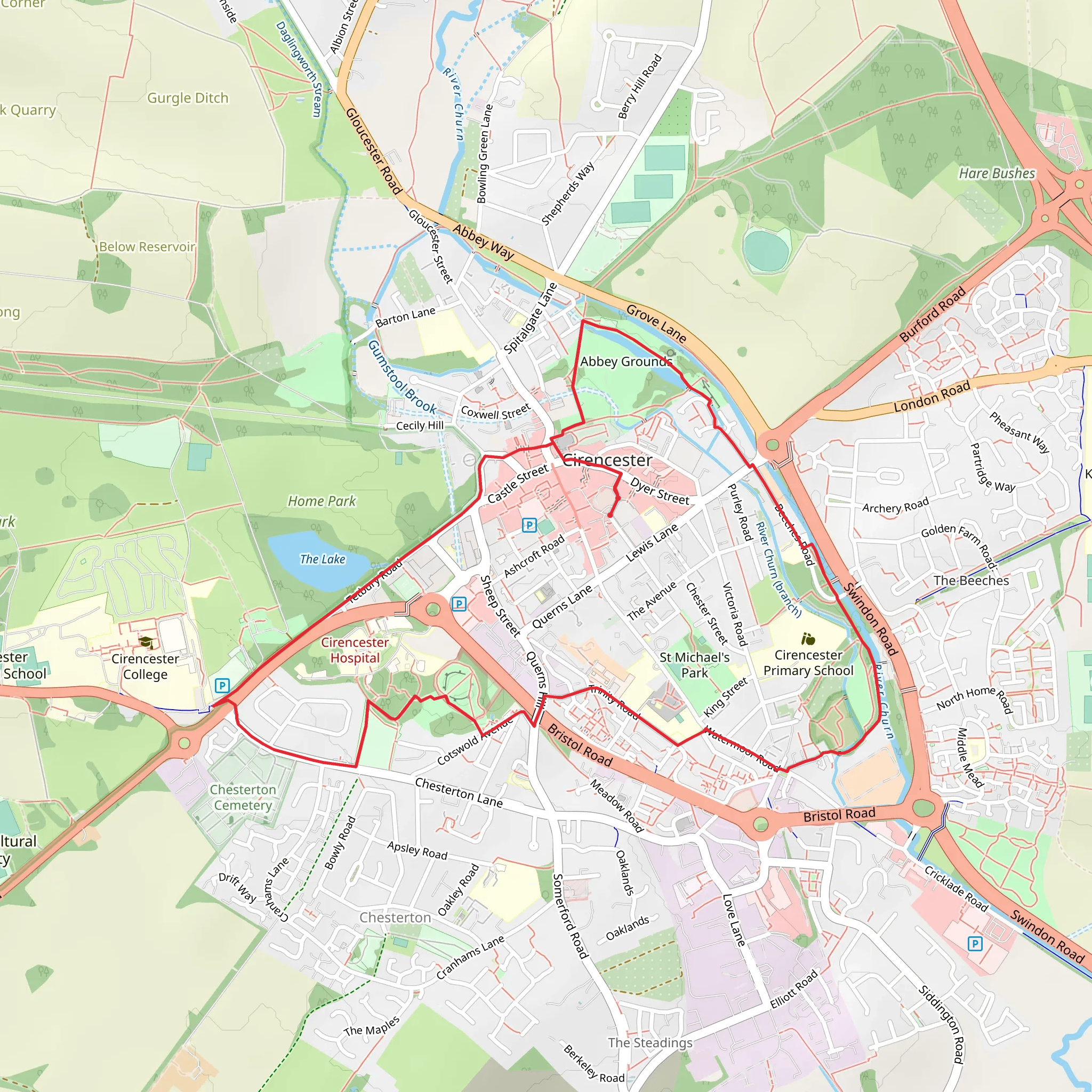 Cirencester’s Heritage & Green Spaces mobile static map