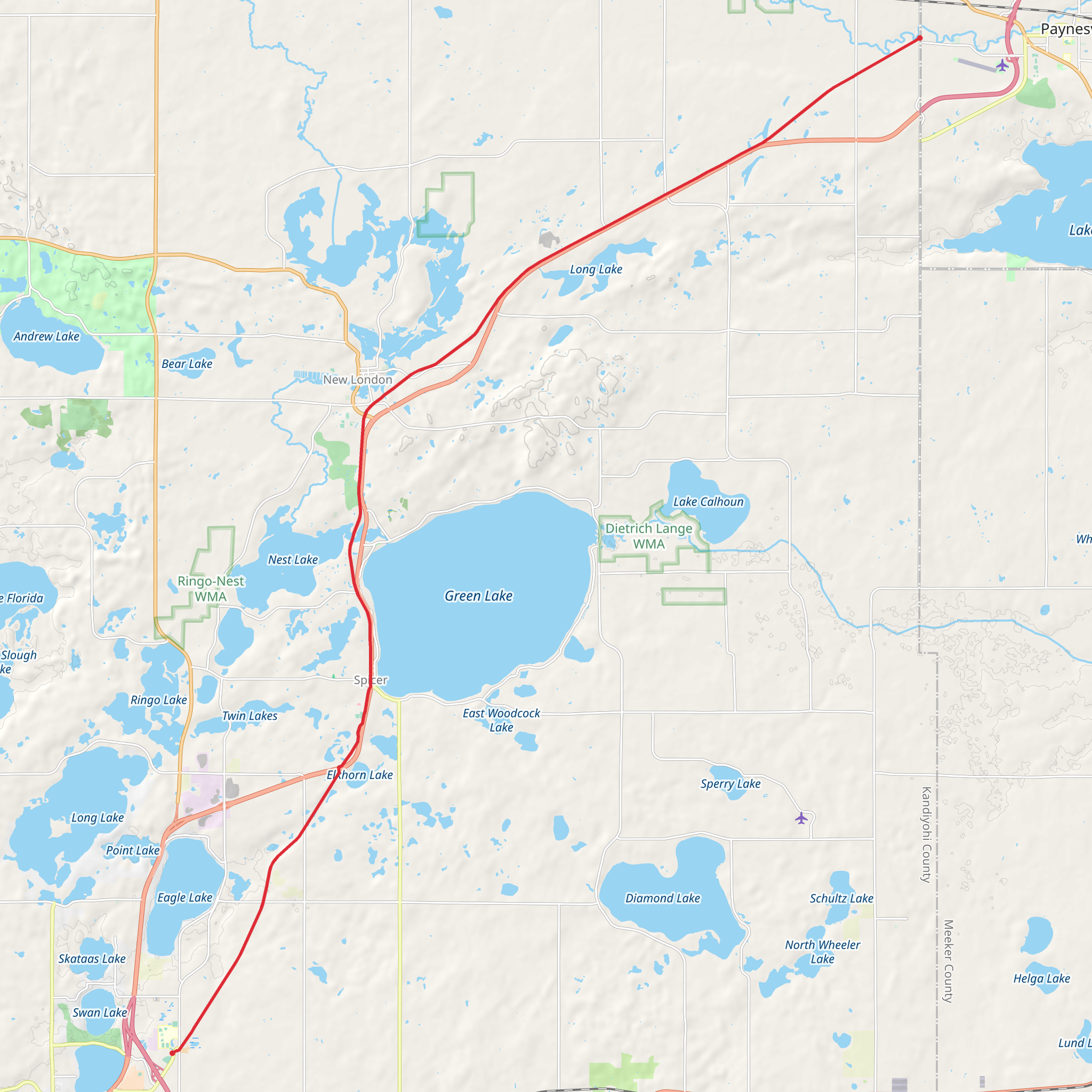 Glacial Ridge State Trail - Swan Lake mobile static map