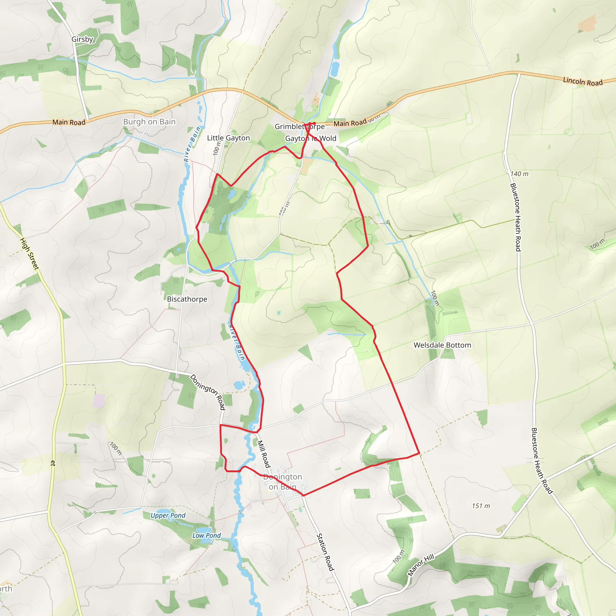 River Bain via Viking Way mobile static map