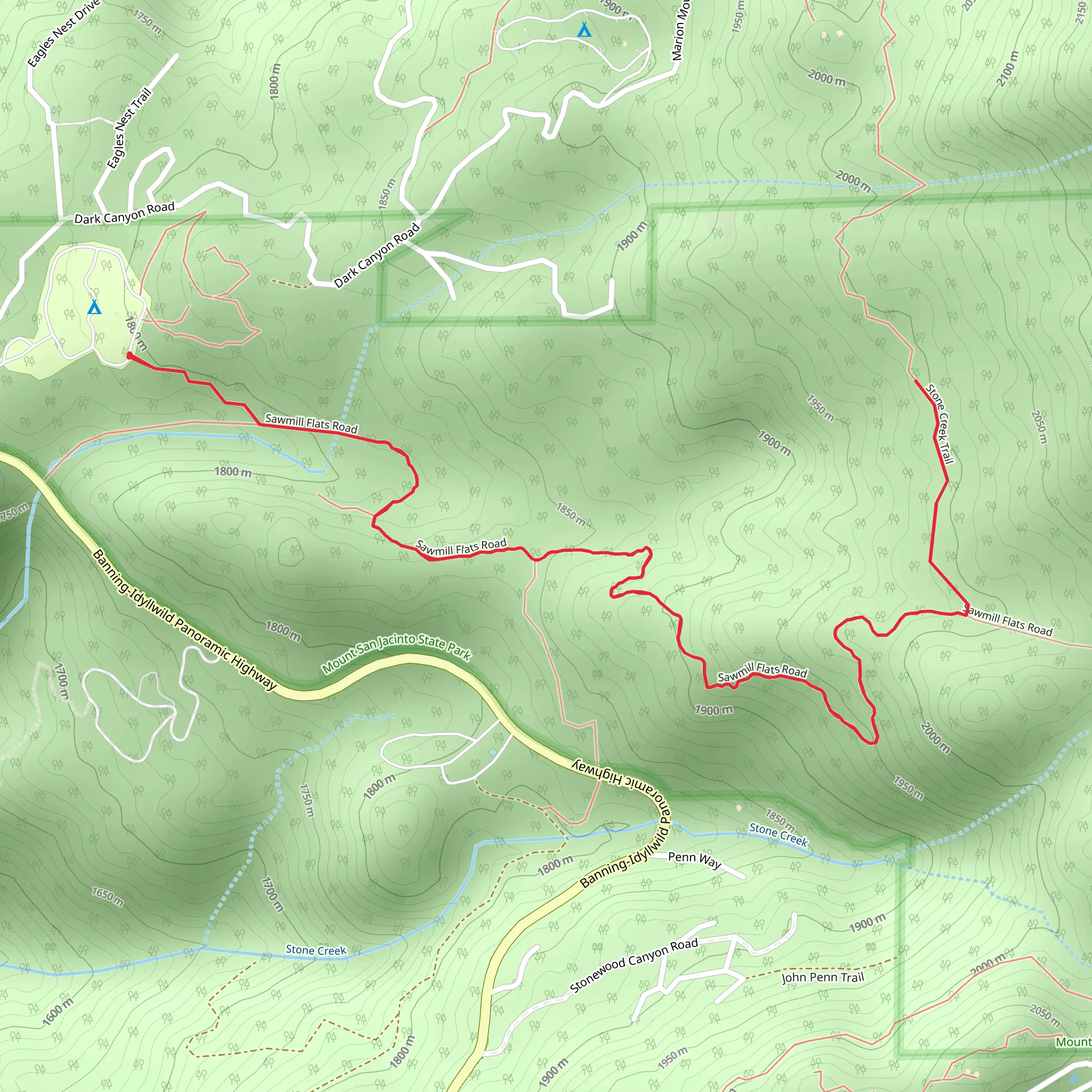 Sawmill Flats and Stone Creek Trail mobile static map