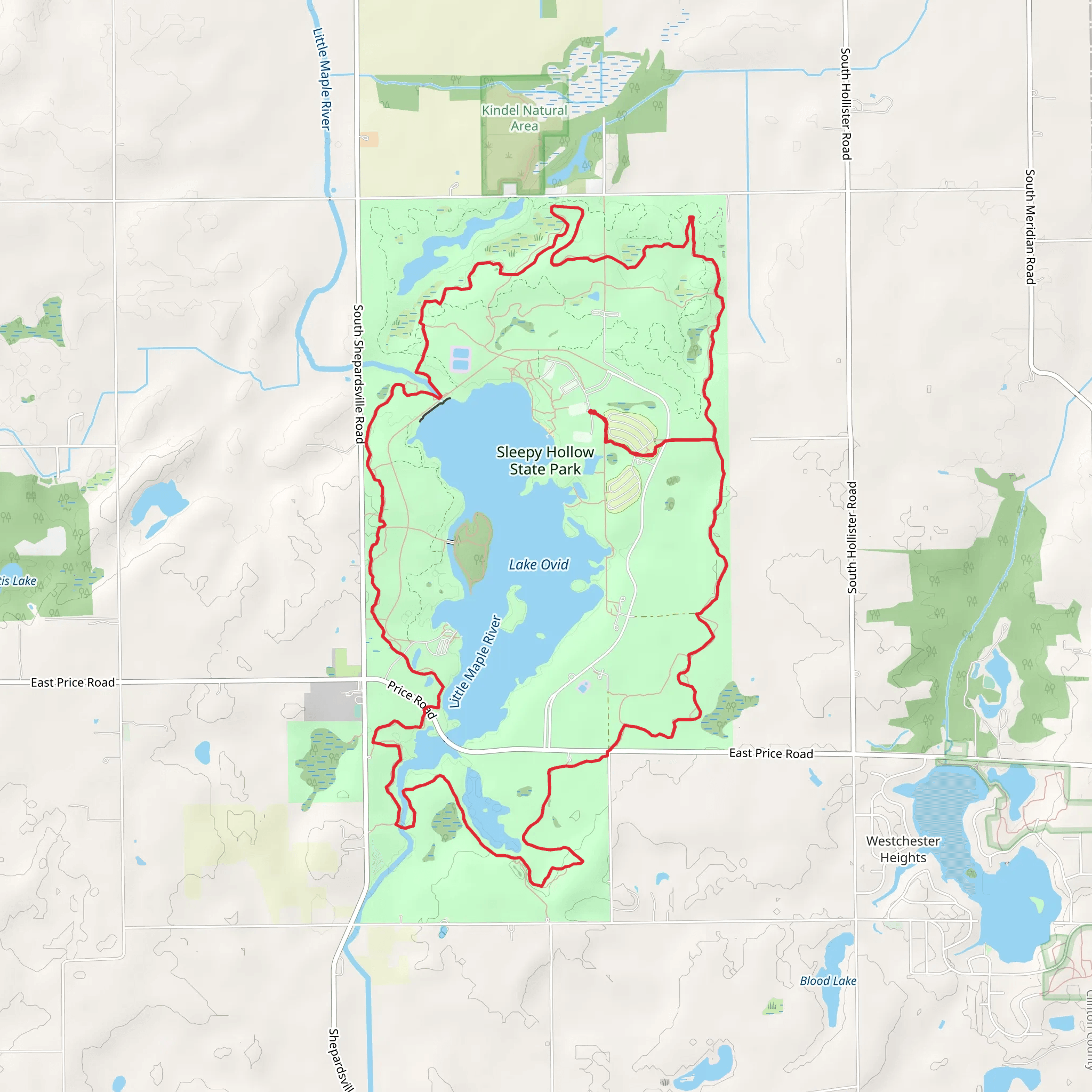 Lake Ovid and Little Maple river Loop mobile static map