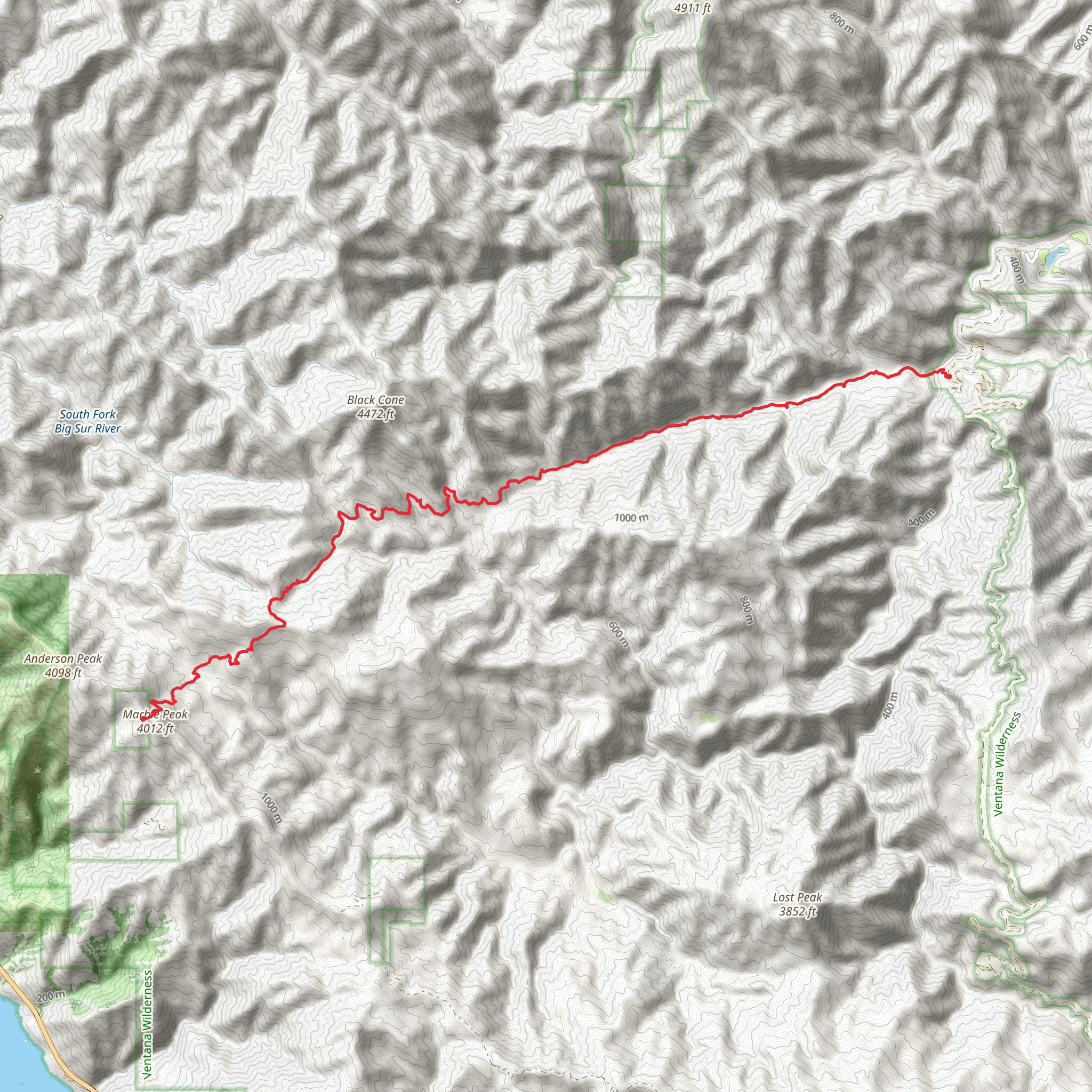 Marble Peak Trail mobile static map