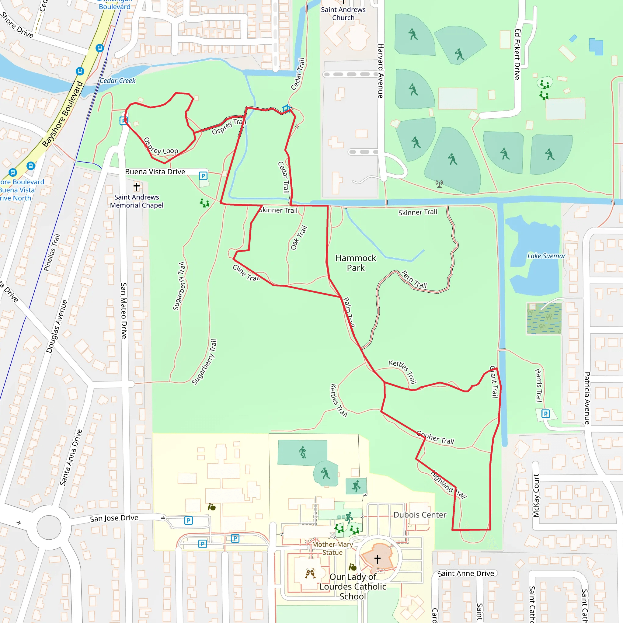 Osprey Trail, Kettle Trail and Palm Loop Trail mobile static map