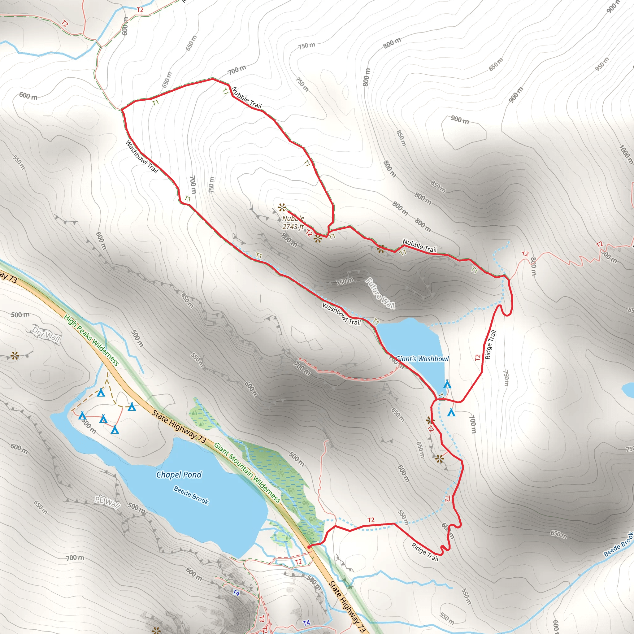 Nubble and Giant Washbowl Loop Trail mobile static map