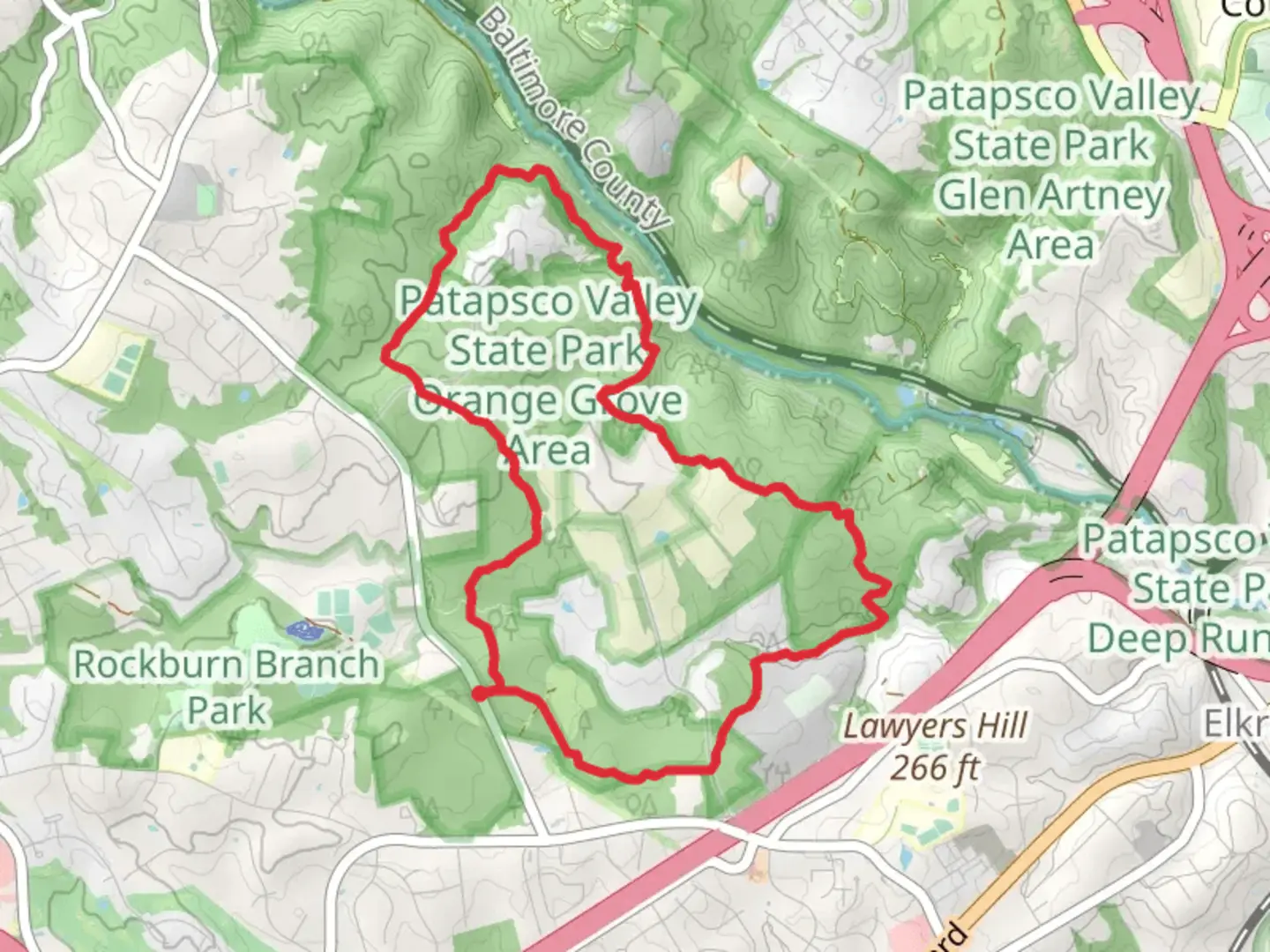 An image depicting the trail Belmont, Hop The Snake and Morning Choice Loop Trail and its surrounding area.