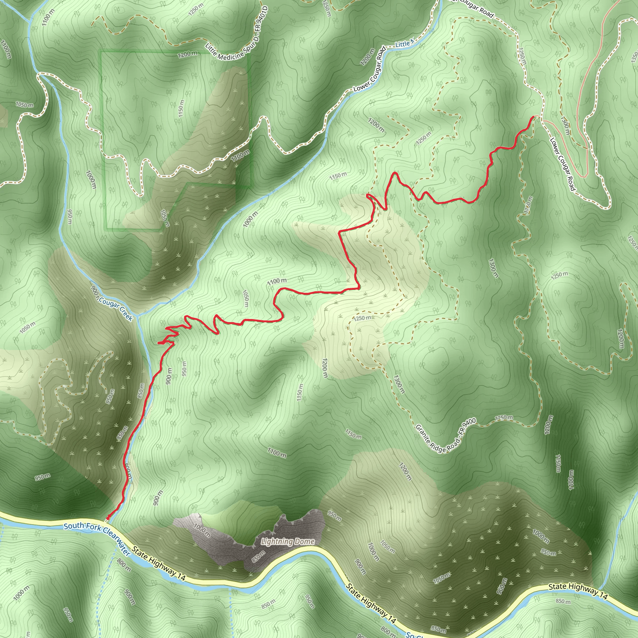 Cougar Creek trail - State Highway 14 mobile static map