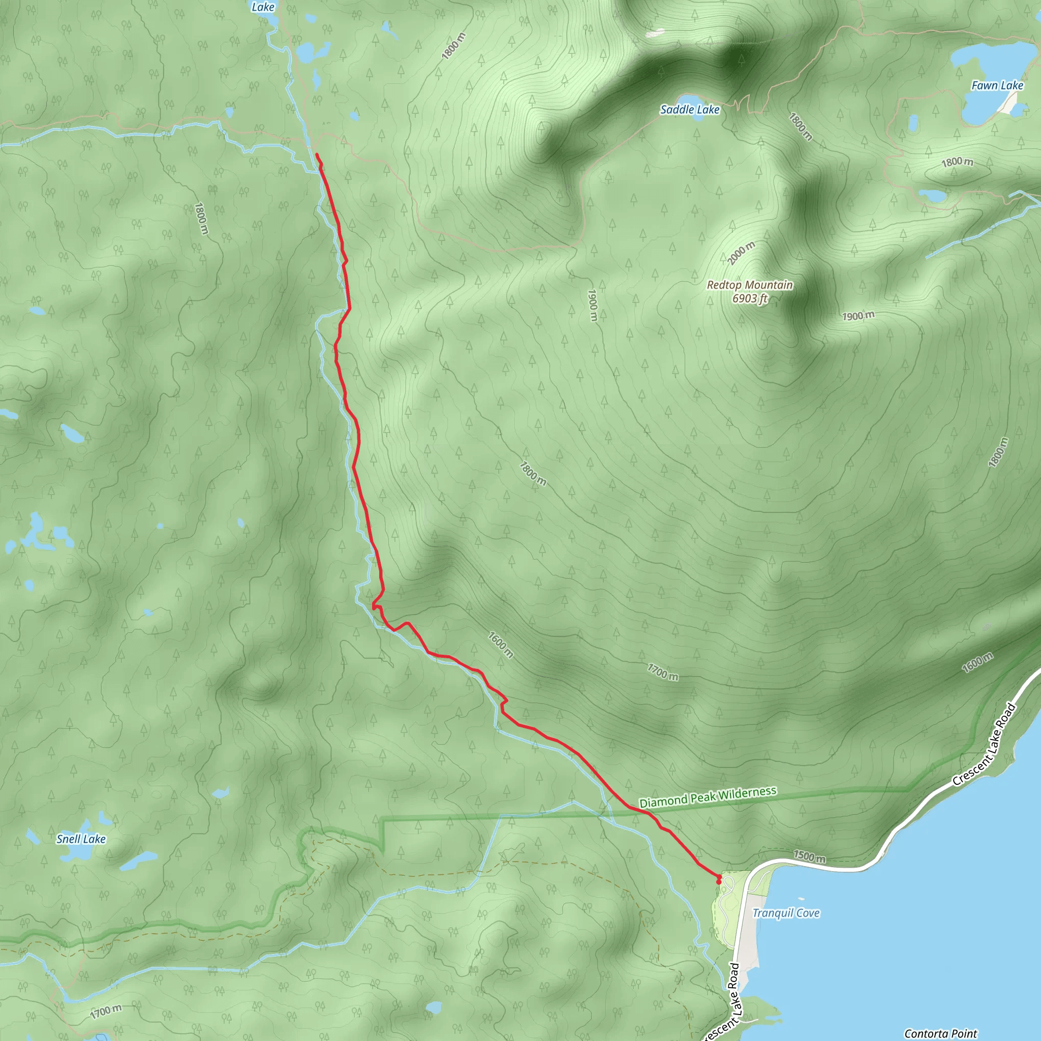 Whitefish Creek Trail Out and Back mobile static map