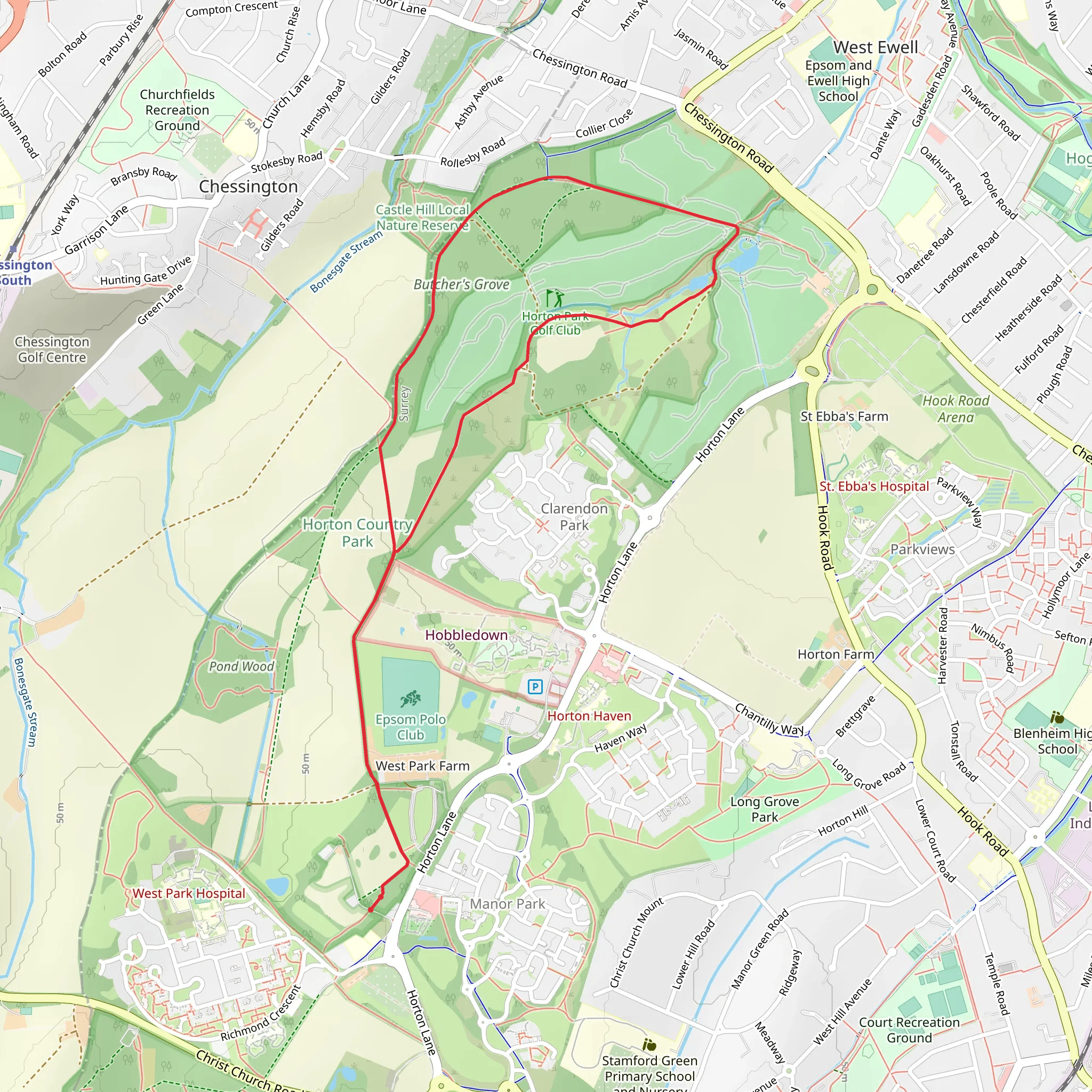 Horton Country Park Loop mobile static map