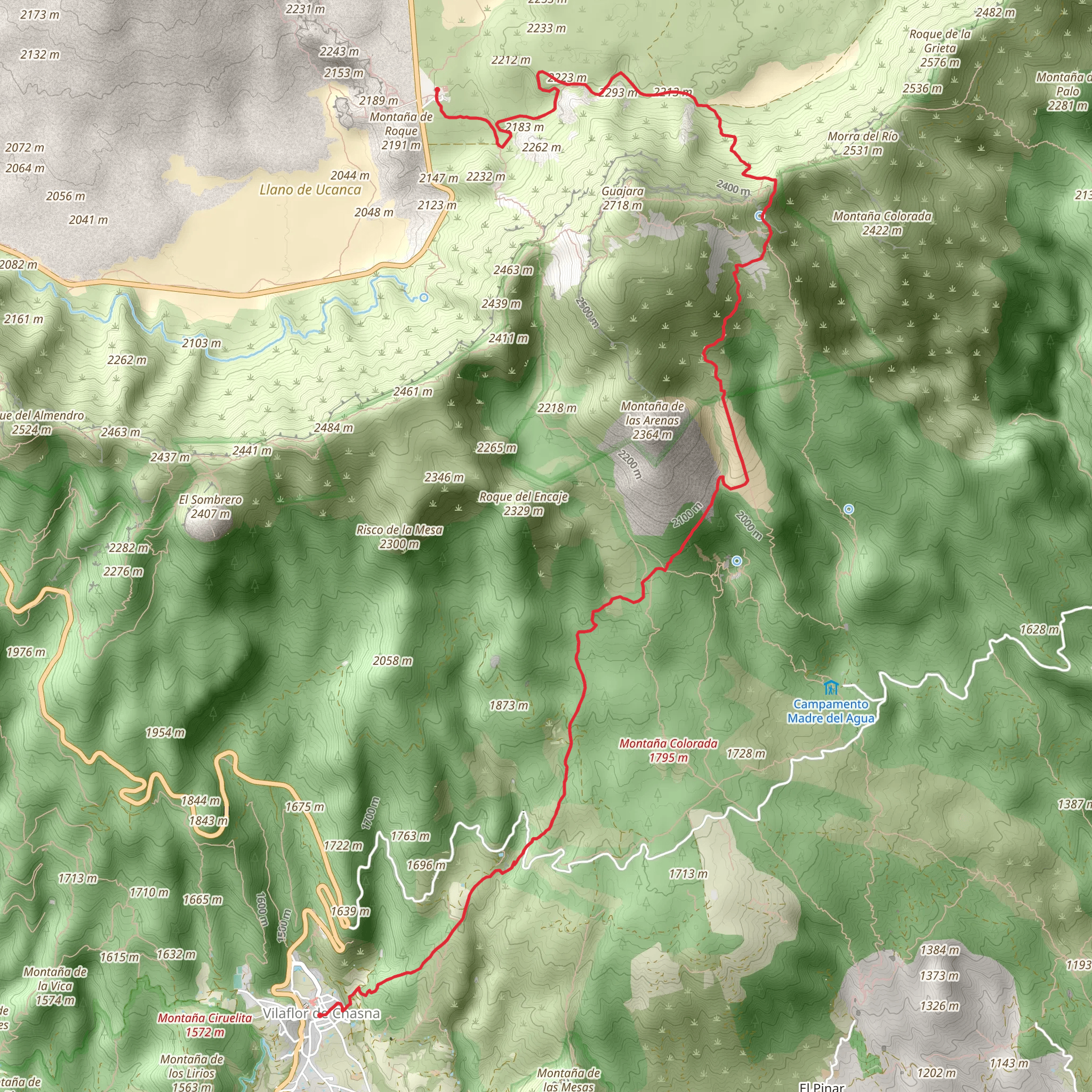 Parador de Las Cañadas del Teide to Vilaflor Walk mobile static map