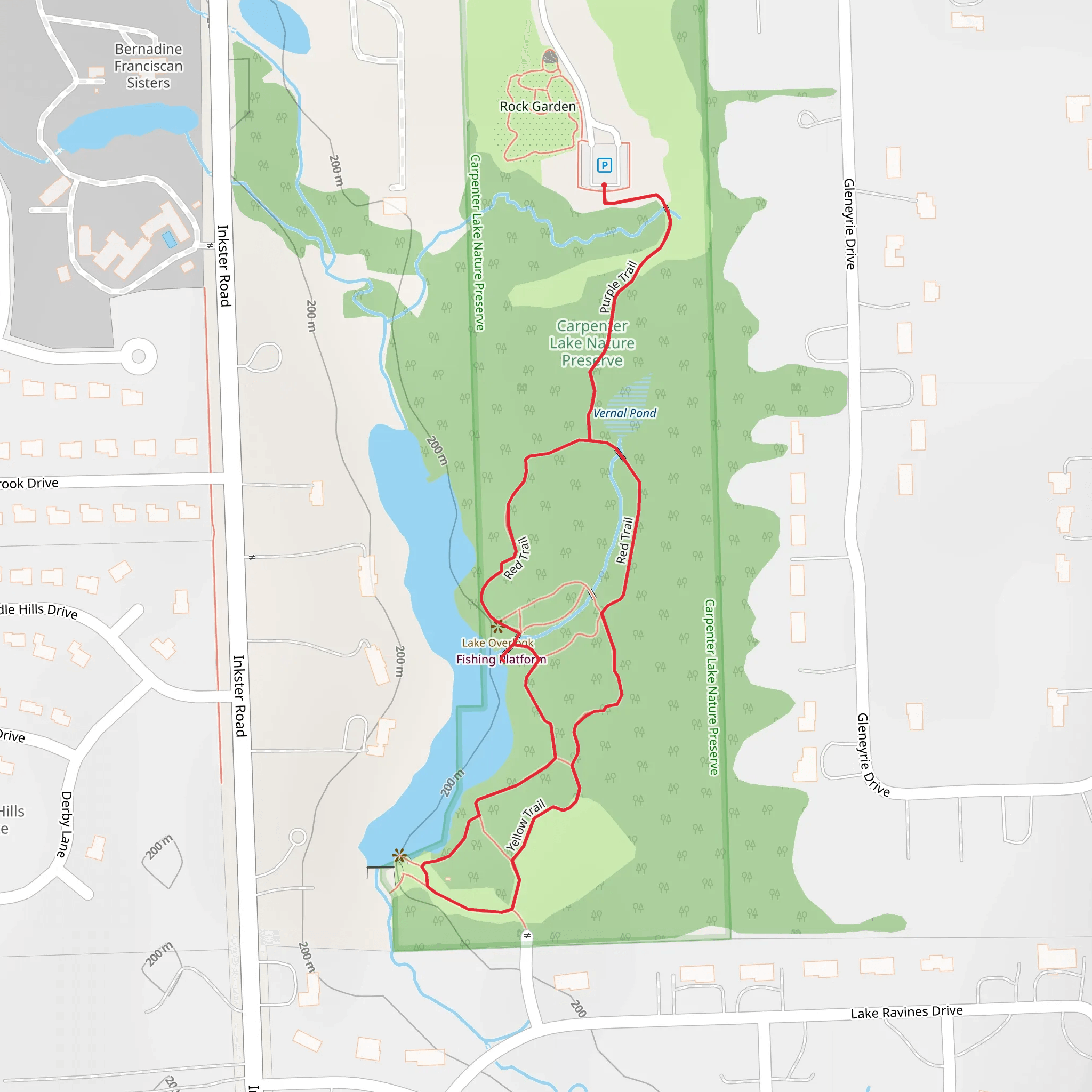 Red and Yellow Loop via Carpenter Lake mobile static map