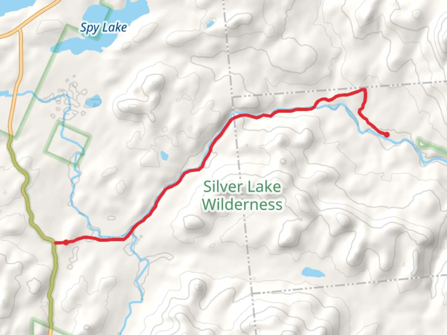 An image depicting the trail West Branch of the Sacandaga River Trail and its surrounding area.