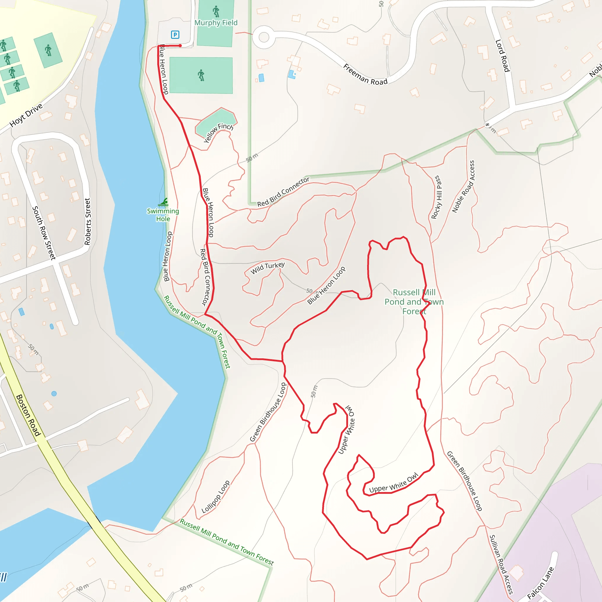Russell Mill Pond mobile static map