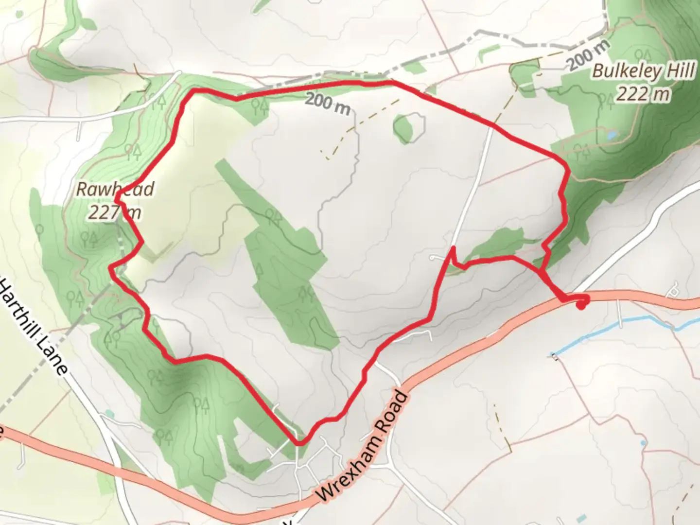 An image depicting the trail Rowhead via Sandstone Trail and its surrounding area.