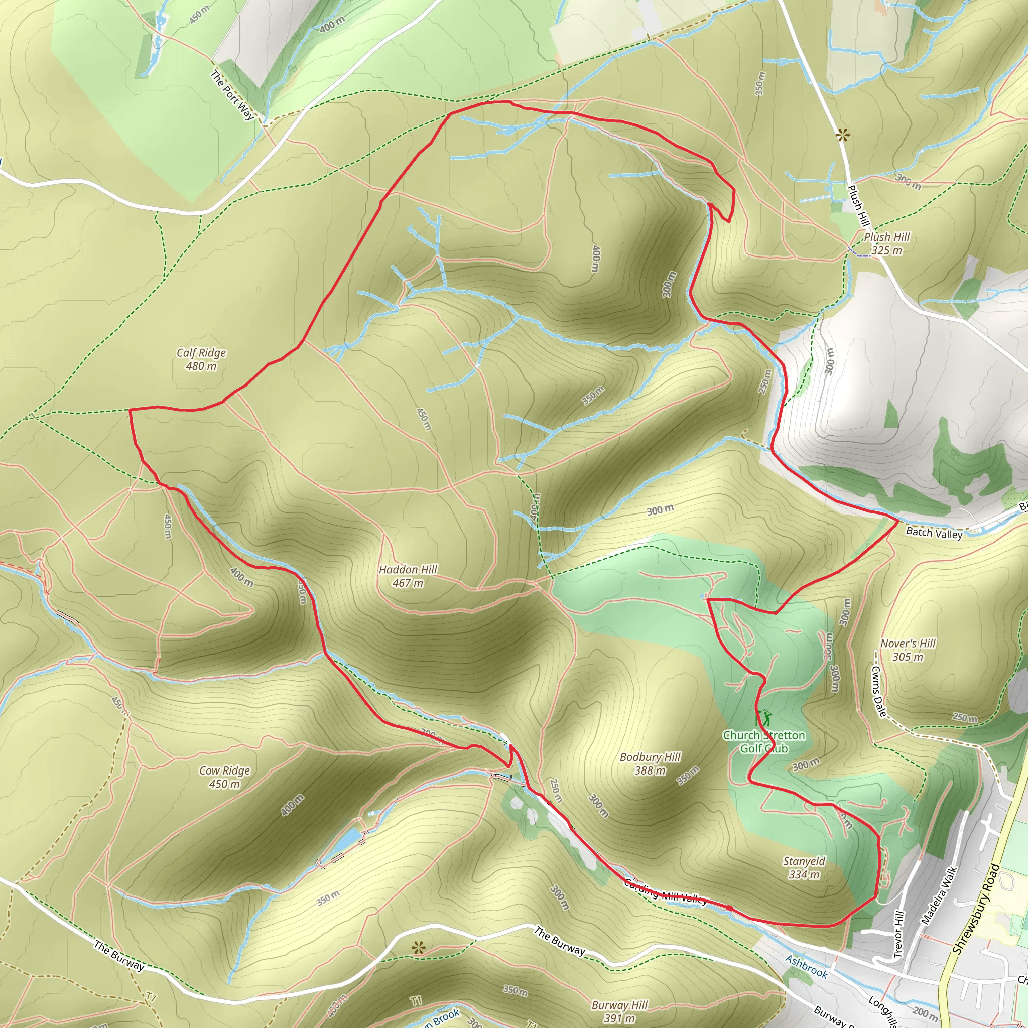 Jonathan's Hollow and Bodbury Hill via C B Way mobile static map