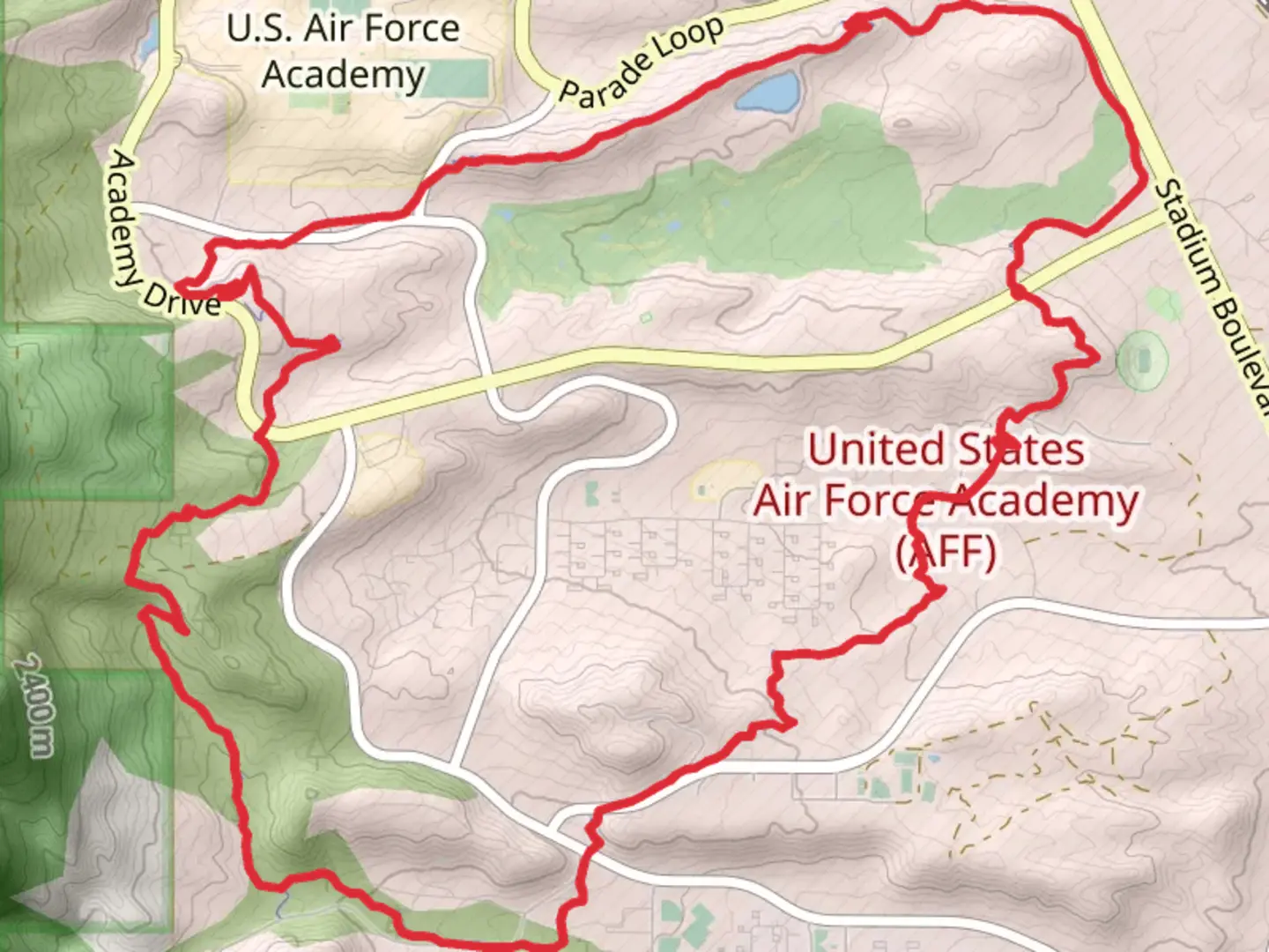An image depicting the trail Falcon Trail Loop and its surrounding area.