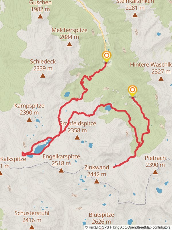 Ignaz Mattis Hutte and Landauersee Lake Loop mobile static map