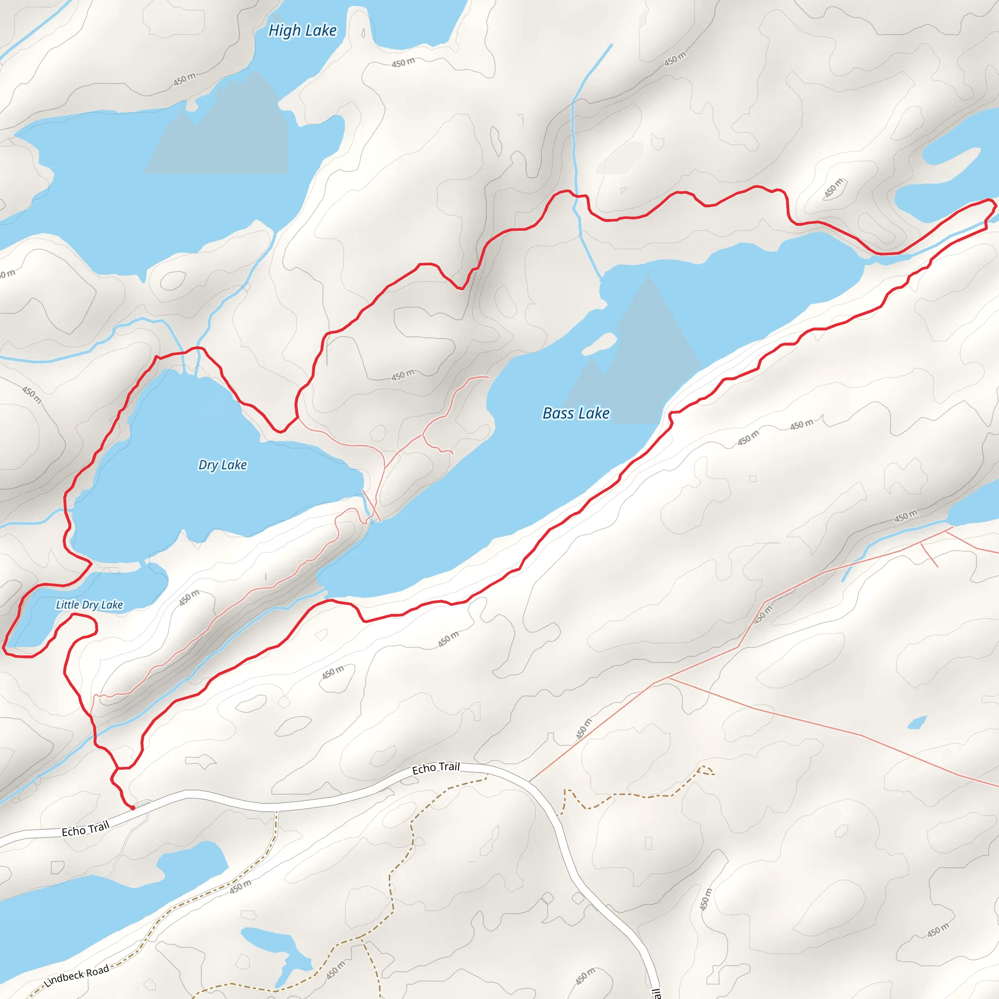 Bass Lake and Dry Lake Loop mobile static map