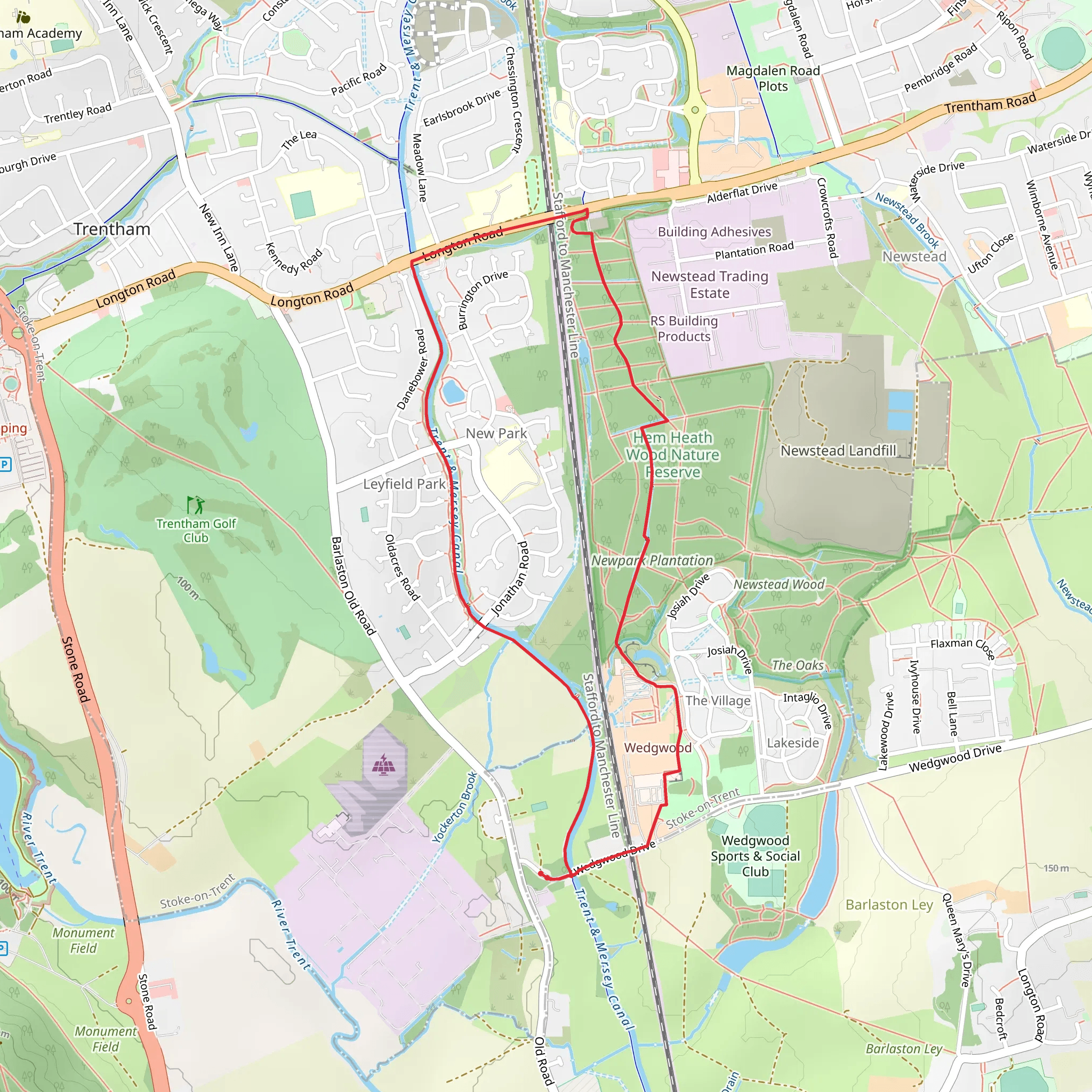 Hem Heath Wood Nature Reserve and Trent and Mersey Canal Loop mobile static map