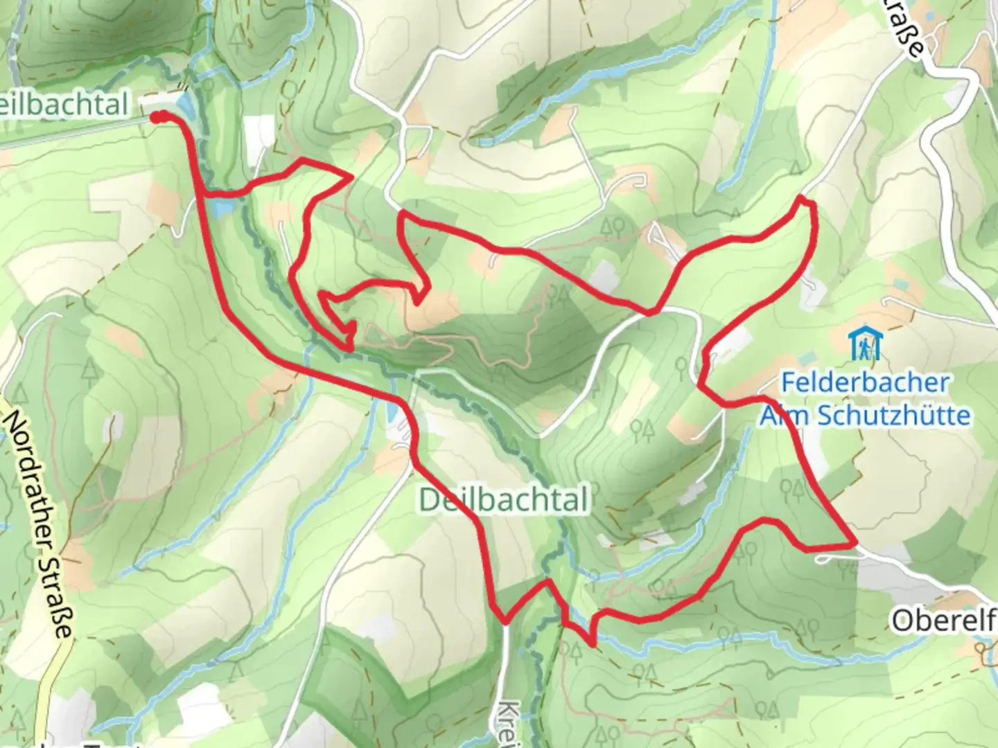 An image depicting the trail N S G Deilbachtal Loop via Rundweg and its surrounding area.