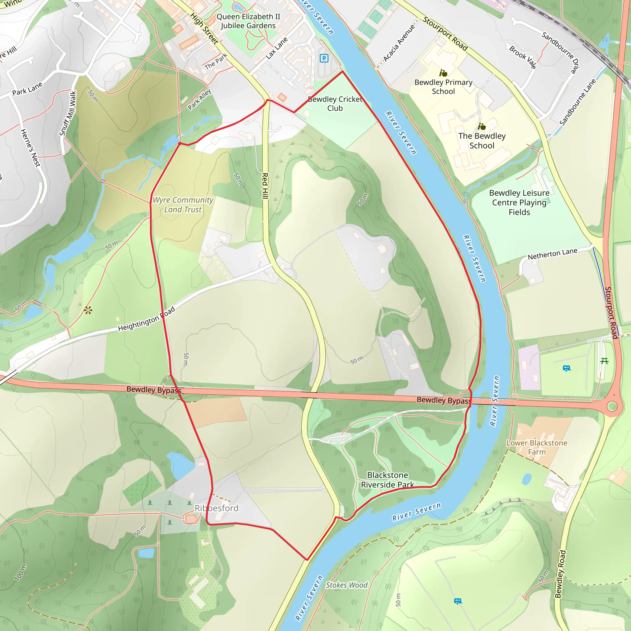 Ribbesford House Loop mobile static map