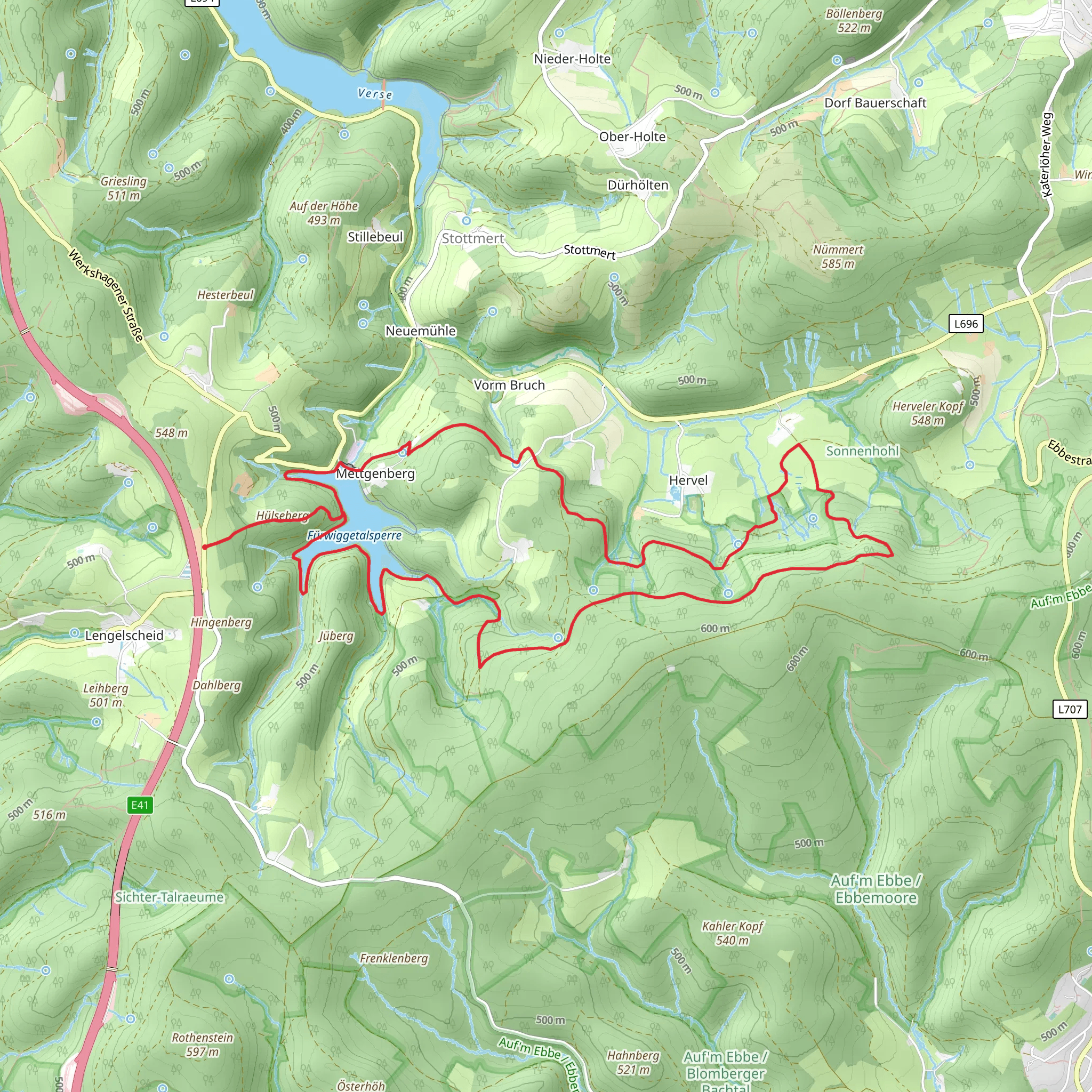 Fürwiggetalsperre, Mettgenberg and Herdecker Hutte Loop mobile static map