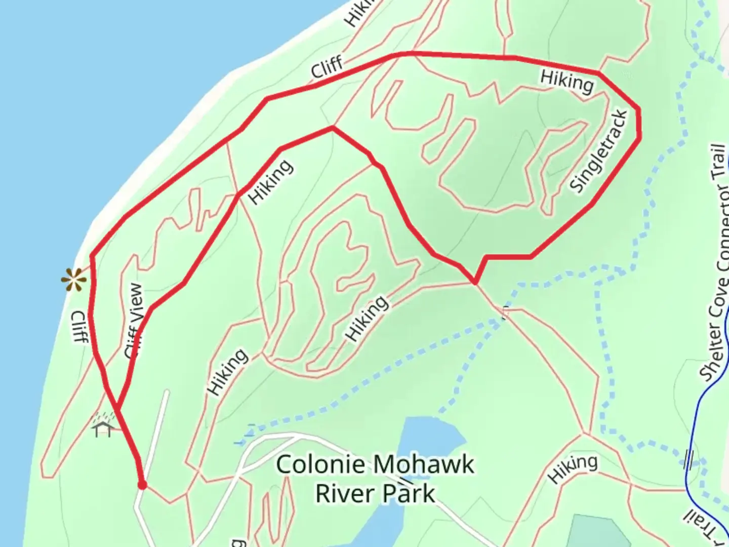 An image depicting the trail Cliff View Trail Loop from Colonie Mohawk River Park and its surrounding area.