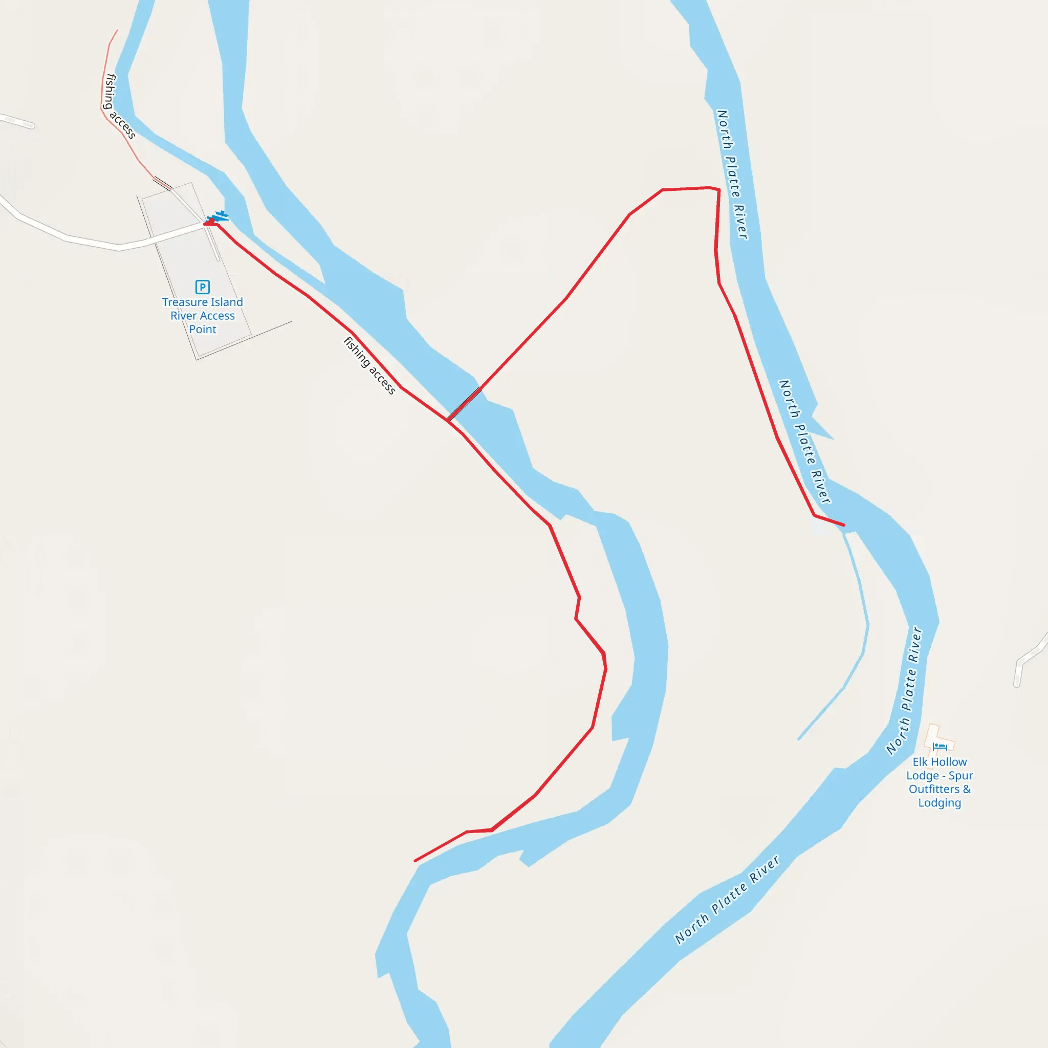 North Platte River - fishing access mobile static map