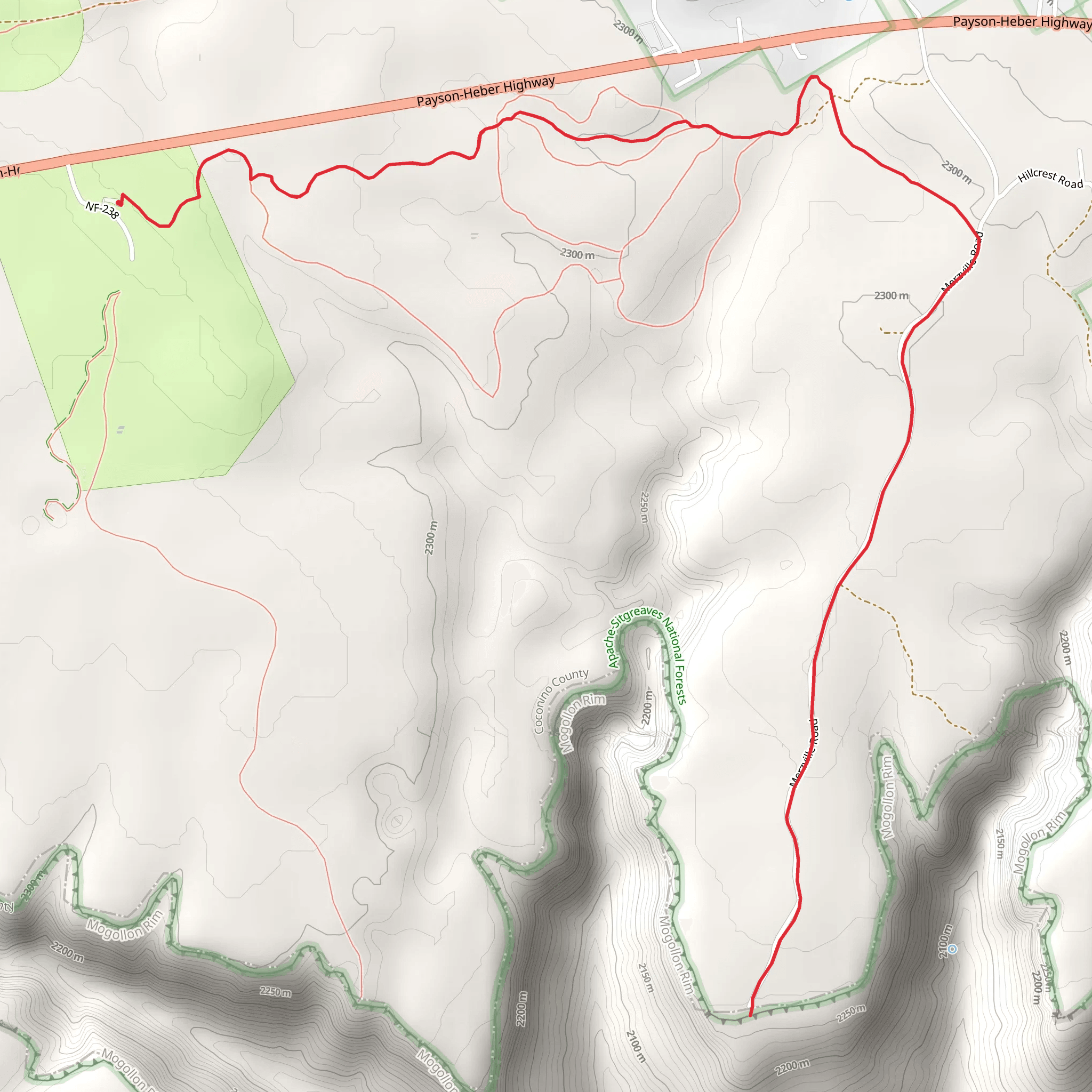 Bear Springs Trail via Robinson Mesa Trail mobile static map