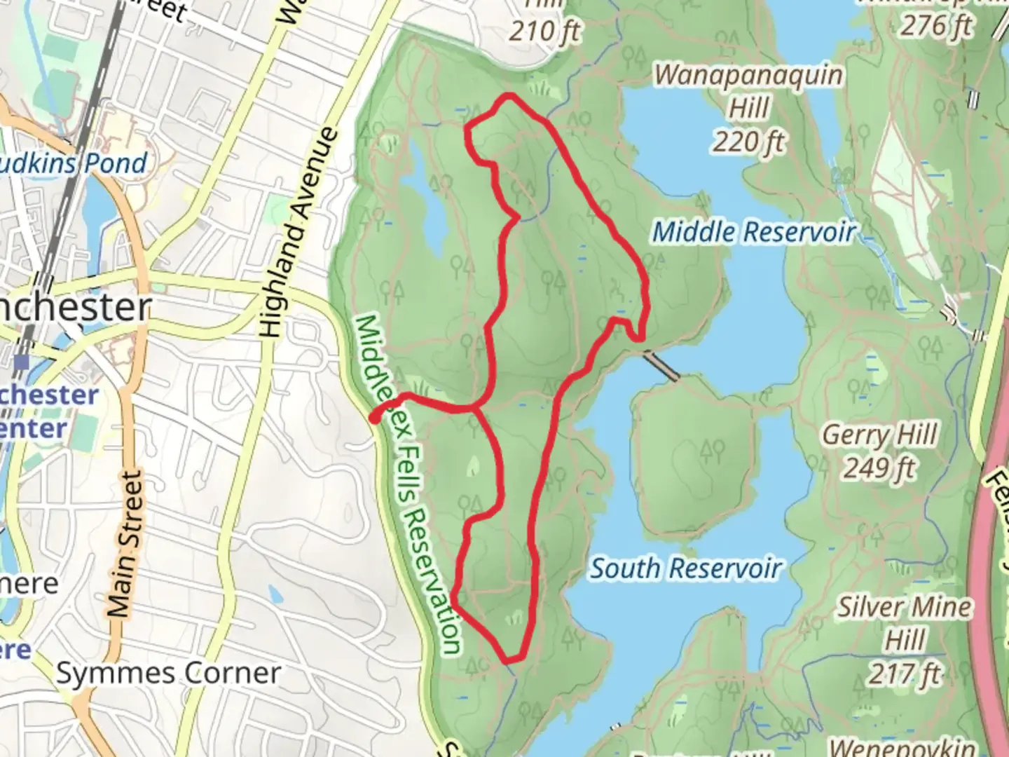 An image depicting the trail Reservoir Loop Trail from South Border Road and its surrounding area.