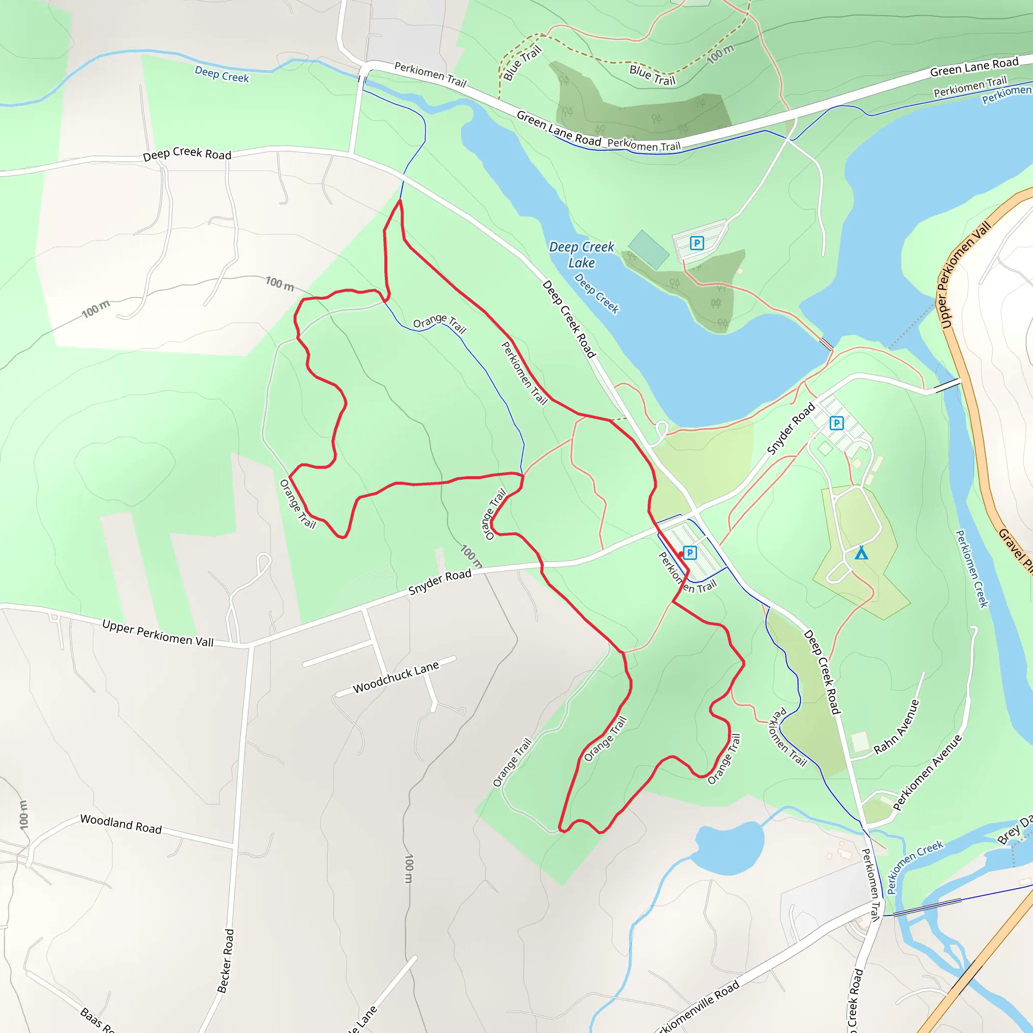 Deep Creek Lake via Perkiomen Trail mobile static map