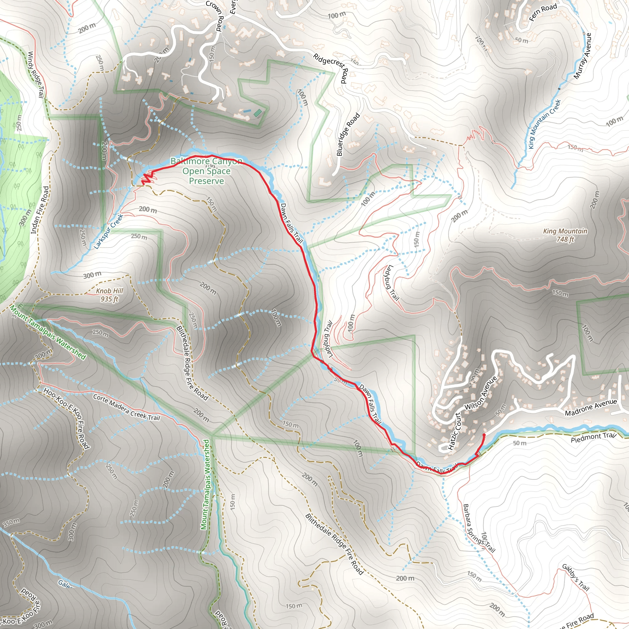 Dawn Falls Trail mobile static map
