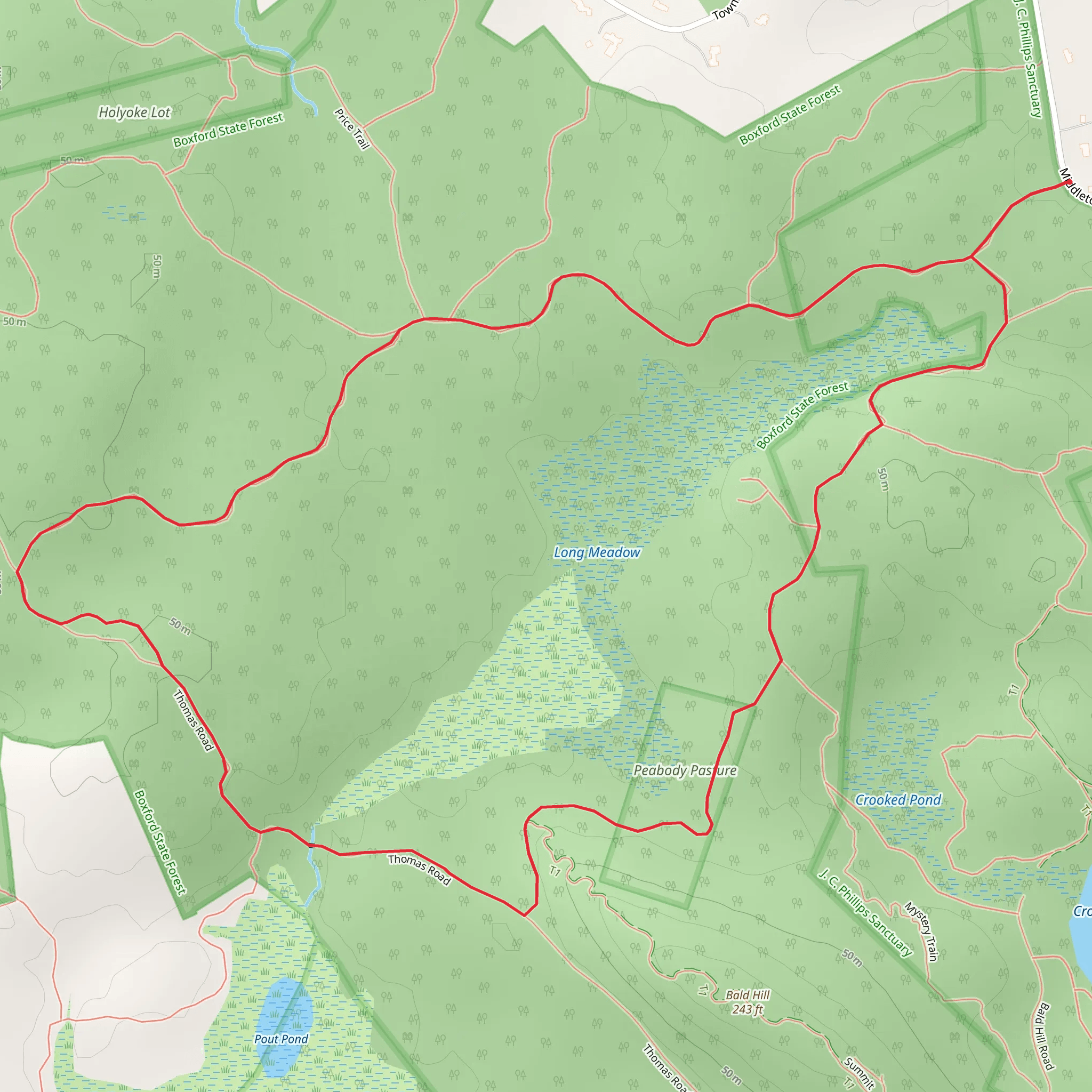 Boxford State Forest Loop mobile static map