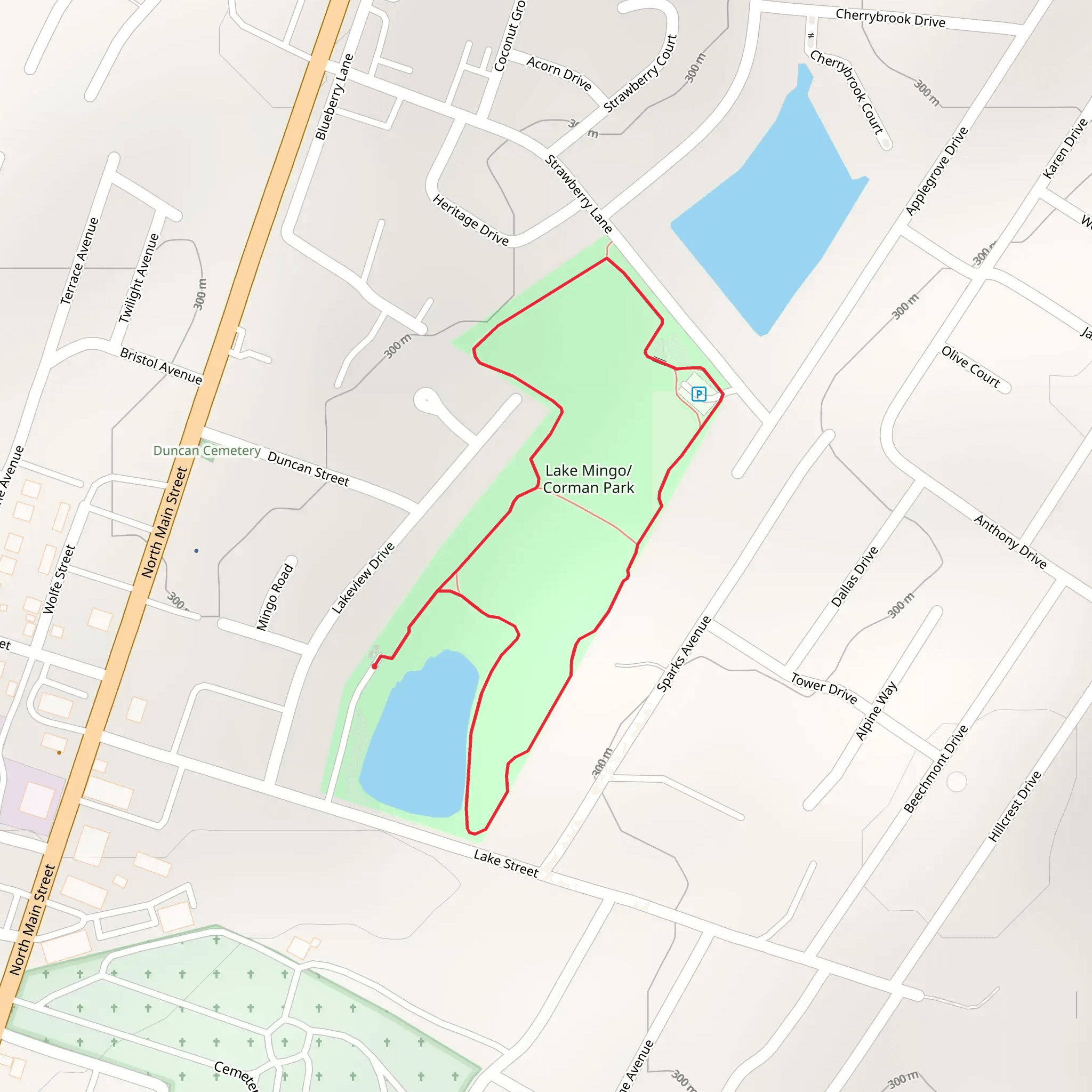 Lake Mingo-Corman Park Loop mobile static map