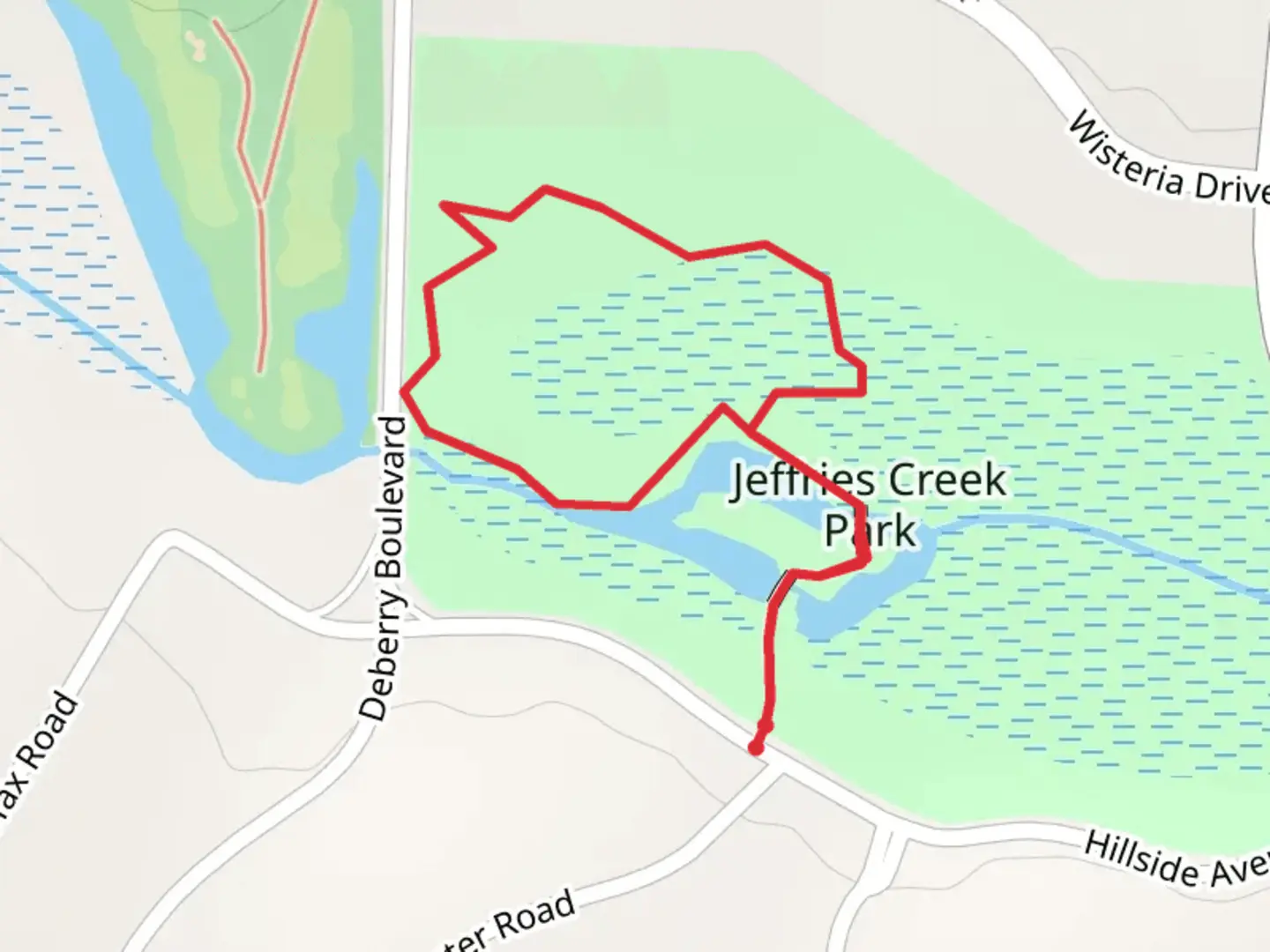 An image depicting the trail Jeffries Creek Park Loop - West and its surrounding area.