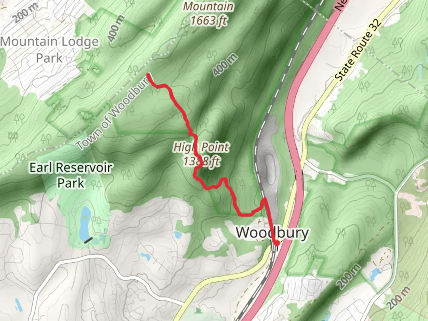 An image depicting the trail High Point from Woodbury Creek and its surrounding area.